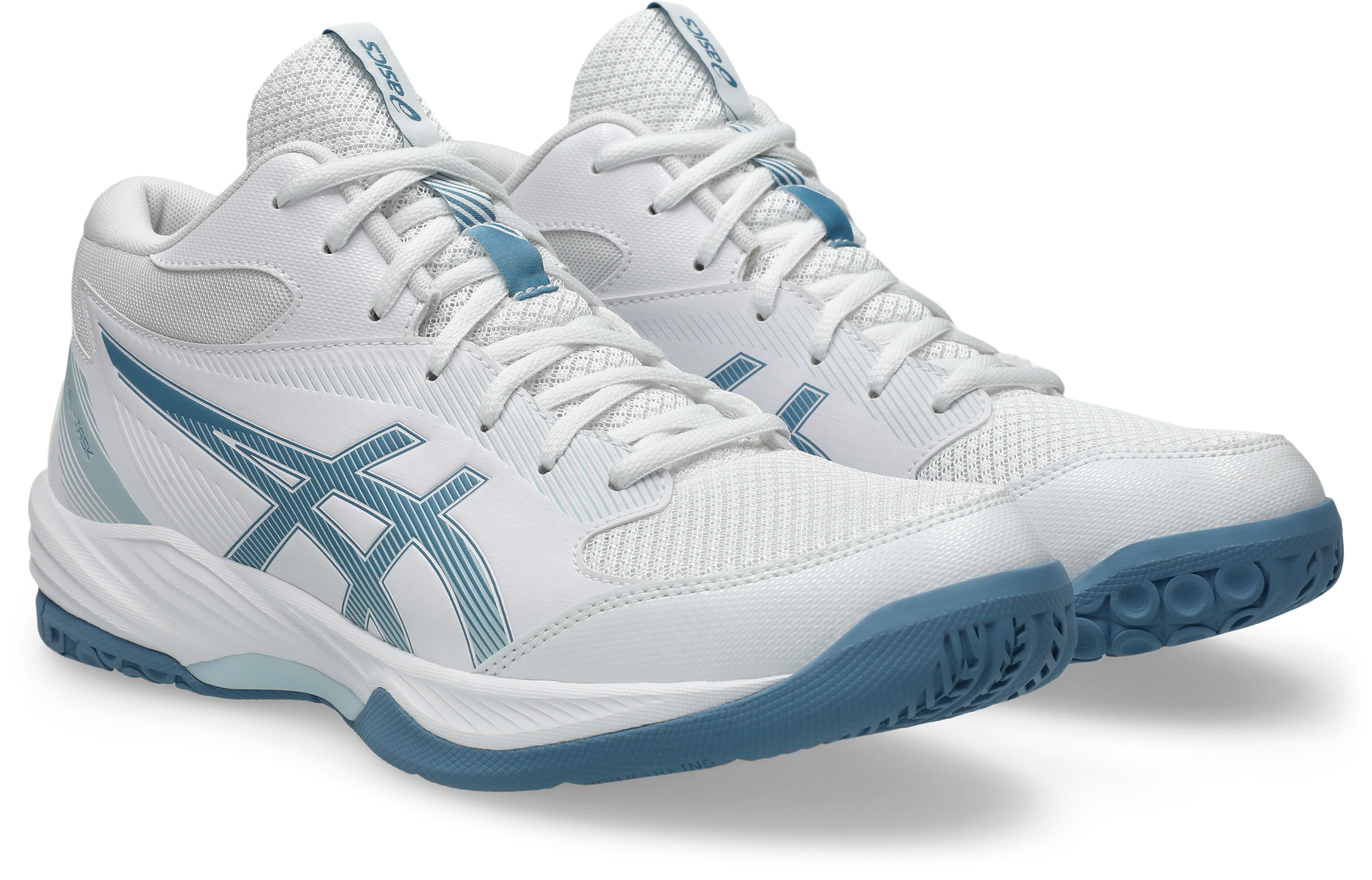 Asics, Herren, »GEL-TASK MT 4« für Hallensport, weiß, saba blau, 45, Leichter Hallenschuh von Asics