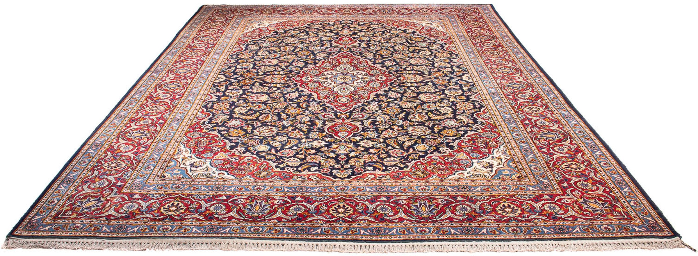 Image of morgenland Orientteppich »Perser - Keshan - 362 x 267 cm - dunkelblau«, rechteckig, 10 mm Höhe, Wohnzimmer, Handgeknüpft, Einzelstück mit Zertifikat bei Ackermann Versand Schweiz