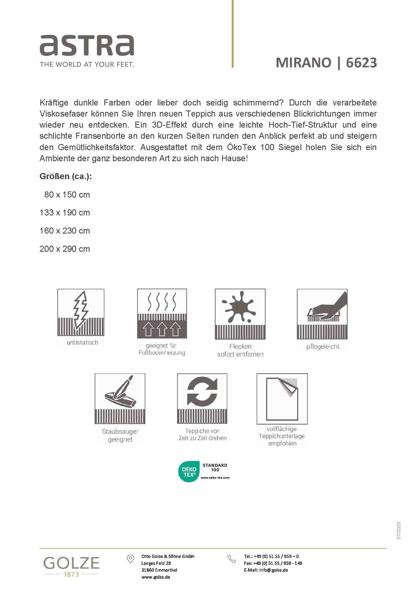ASTRA Tapis »Mirano 231« Rectangulaire 7 mm Höhe 3-D Effekt, Viskose, seidig schimmernd, Hoch Tief Struktur