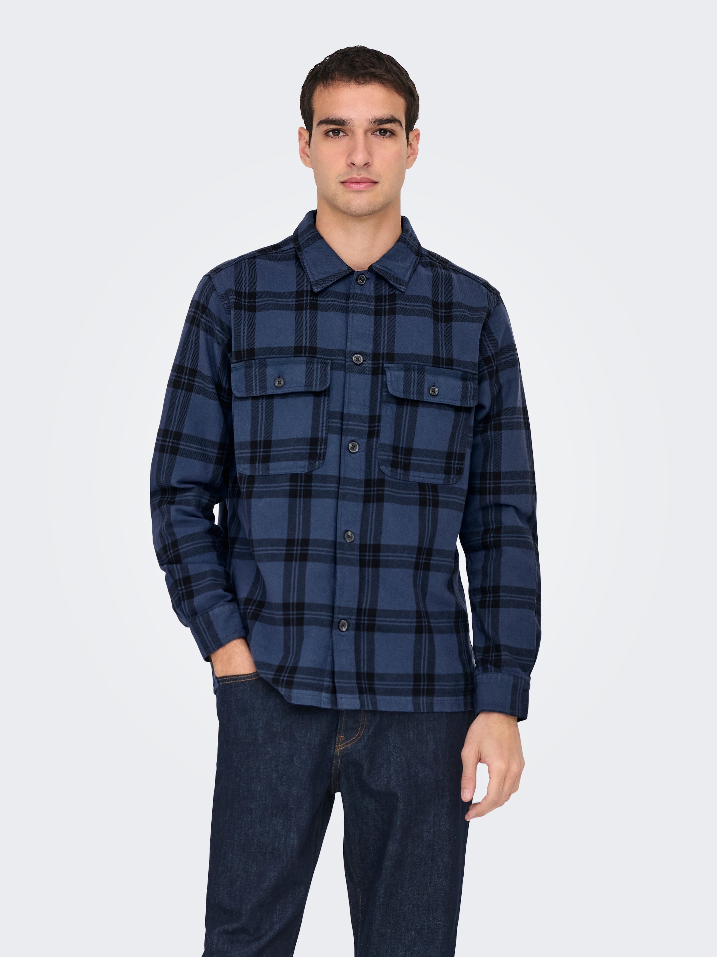 Image of ONLY & SONS Langarmhemd "ONSOLIVER TWILL OVERDYE OVERSHIRT BF"
