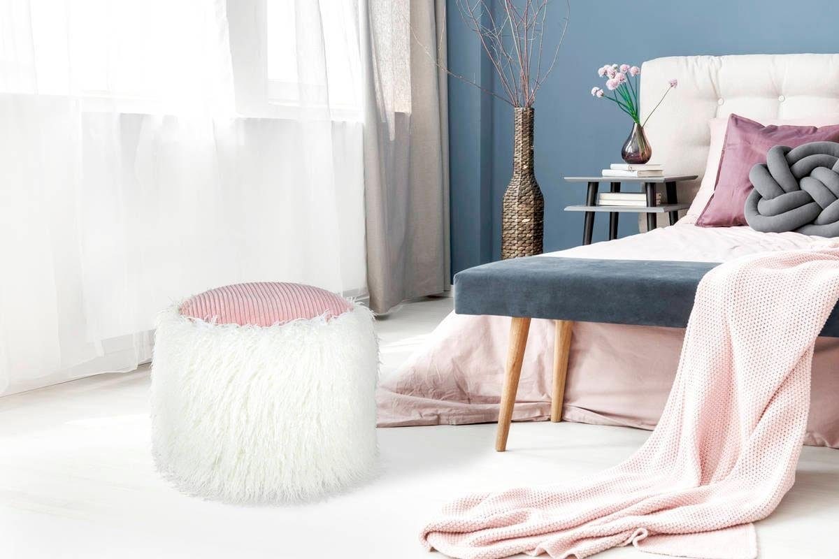 Kayoom Pouf »Fellpouf Bobtail 125, Fellhocker in zweifarbigem Design«, (1 St.), modern, dekorativ, kindersicherer Reissverschluss an der Unterseite