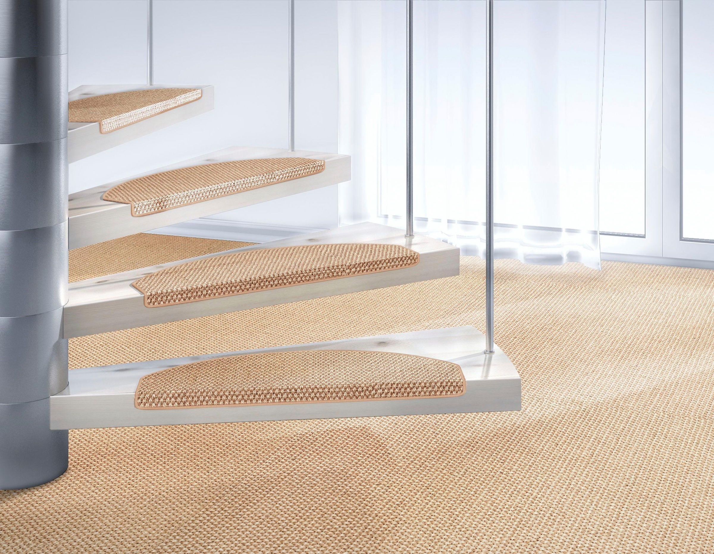 Image of Dekowe Stufenmatte »Brasil«, halbrund, 10 mm Höhe, 100% Sisal, zweifarbig gewebt, auch als Set mit 15 Stück erhältlich bei Ackermann Versand Schweiz