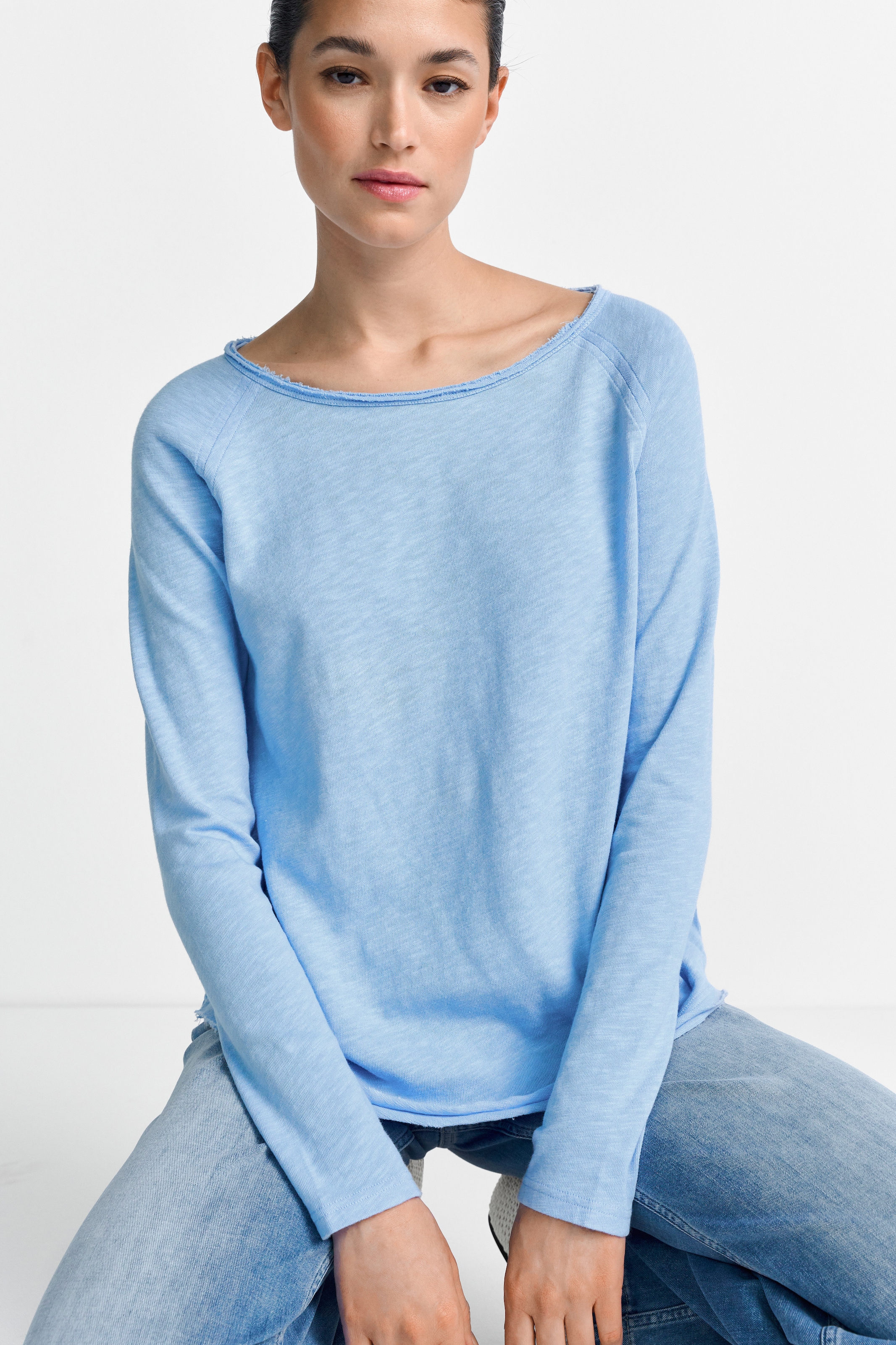 RICHROYAL T-shirt à manches longues »2409 O HJ LS« mit offener Ausschnittkante und Saum