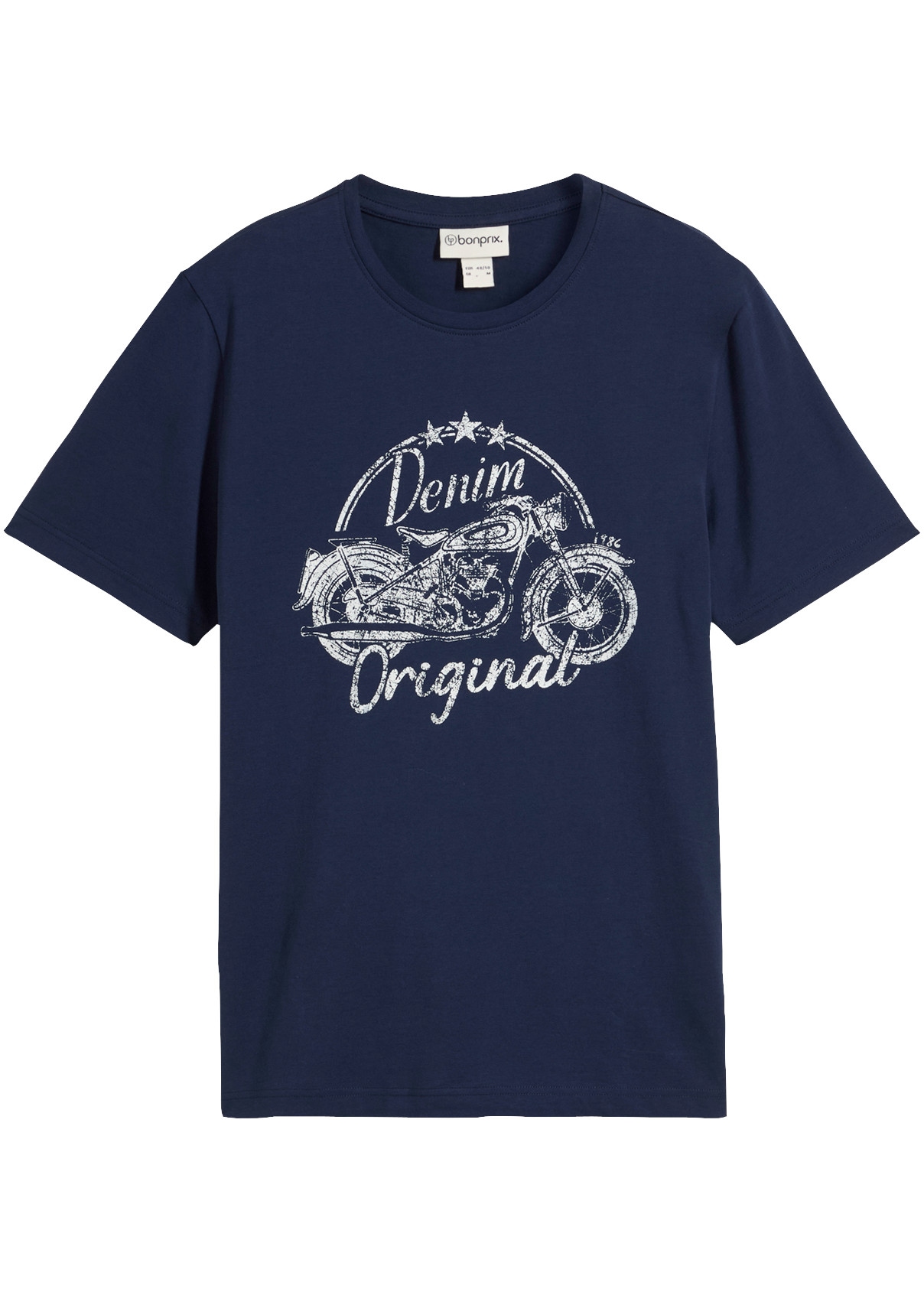 bonprix T-Shirt mit Rundhalsausschnitt, Kurzarm-Design, aus Baumwolle, Regular Fit