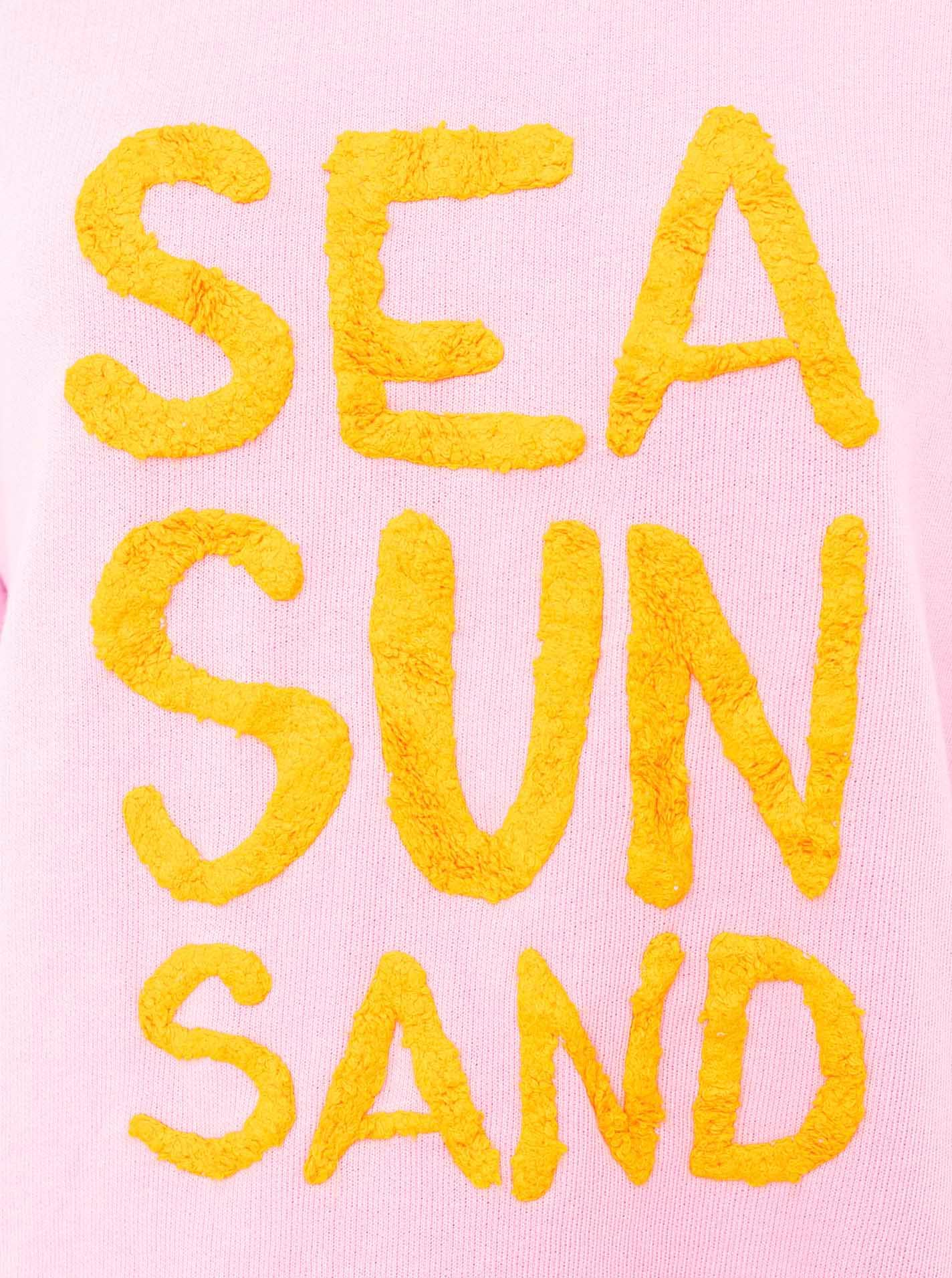 Zwillingsherz Sweater »"Sea Sand Sun"«, Mit grosser Flock-Aufschrift in auffälliger Farbe