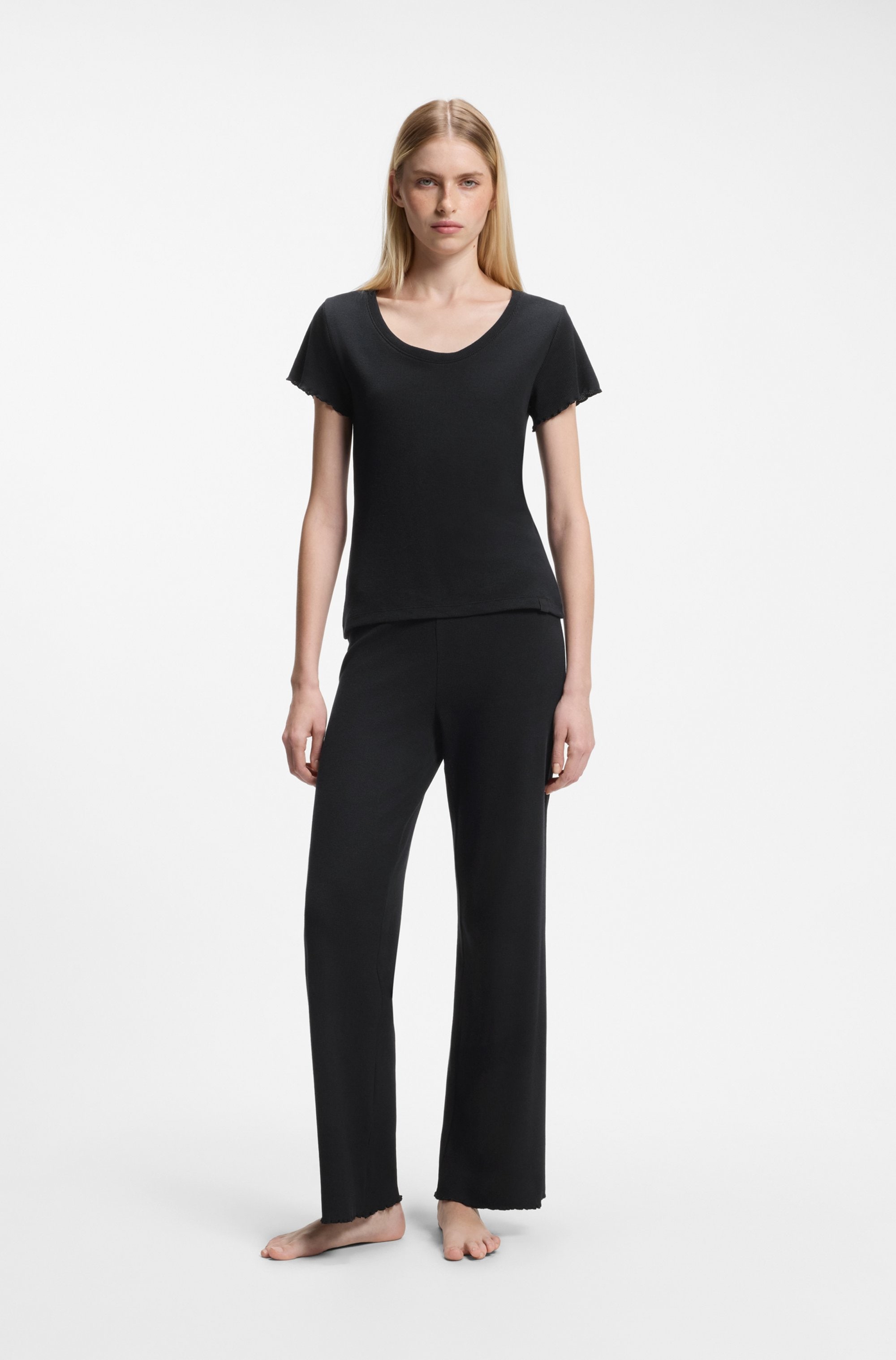 BOSS Pantalon de pyjama »Cosy Waffle«  en mélange de coton avec structure gaufrée