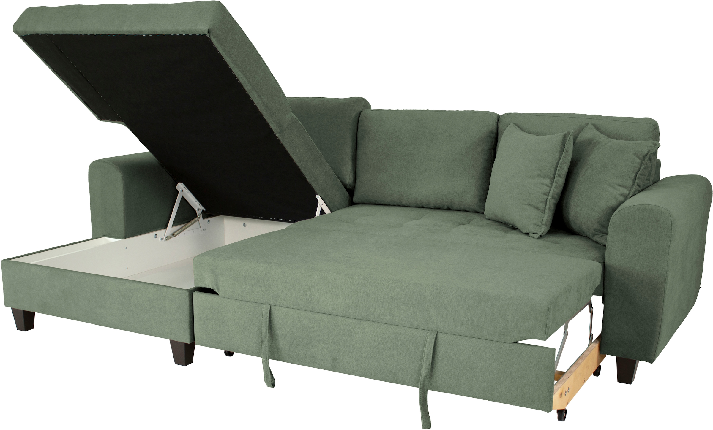 Trends by HG Canapé d'angle »Moritz L-Form, B: 265 cm« avec fonction couchage, coffre-lit & coussin décoratif