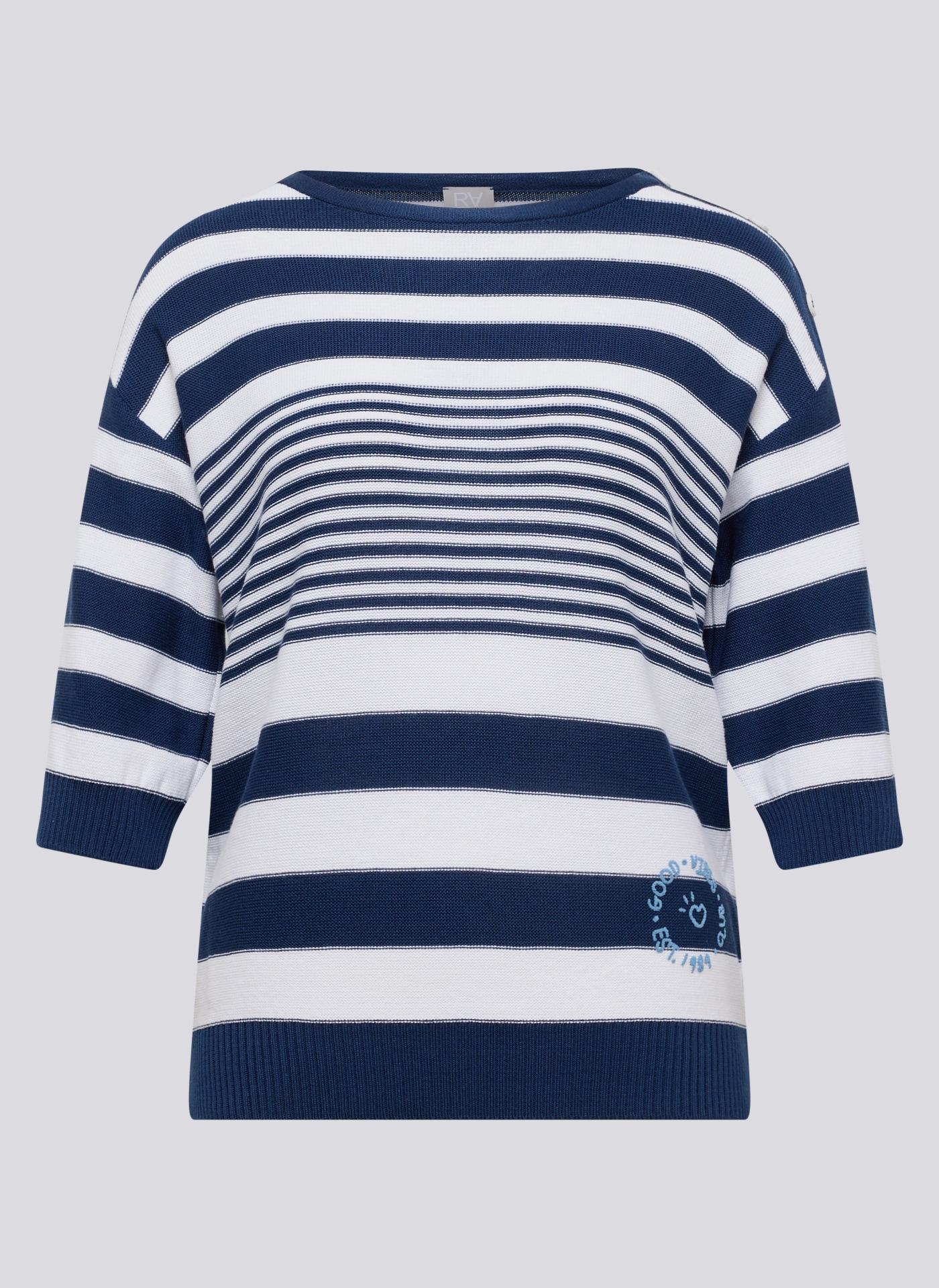 Rabe Pull à col rond mit Streifen Muster