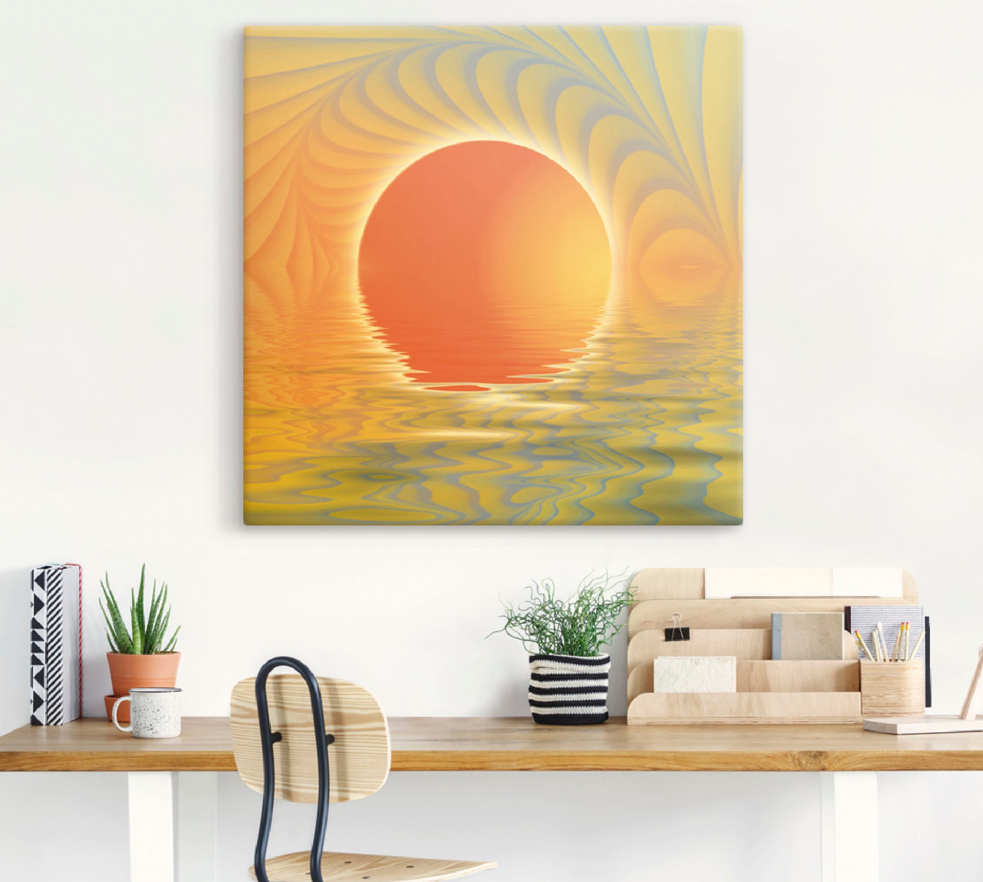 Artland Tableau sur toile »Abstrakter Sonnenuntergang« 1 cuis tlg. auf Holzrahmen gespannt