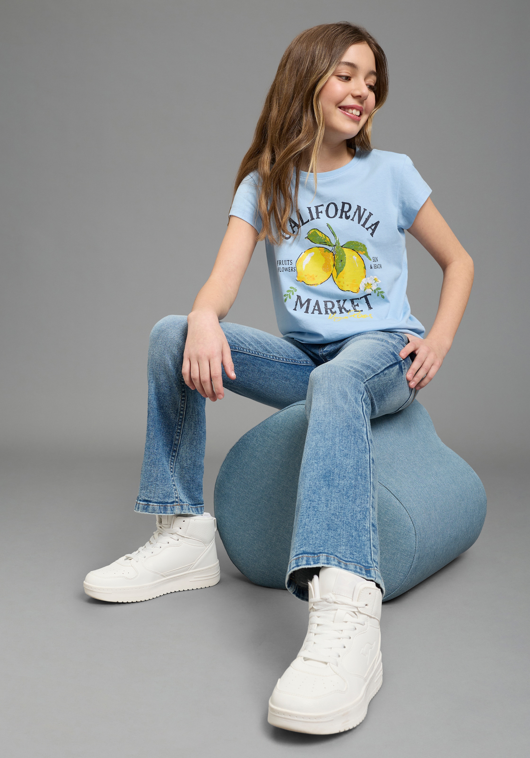 KangaROOS T-Shirt »Kangaroos T-Shirt Zitrone« für Mädchen, Kurzarm, Basic Passform, mit modischem Druck