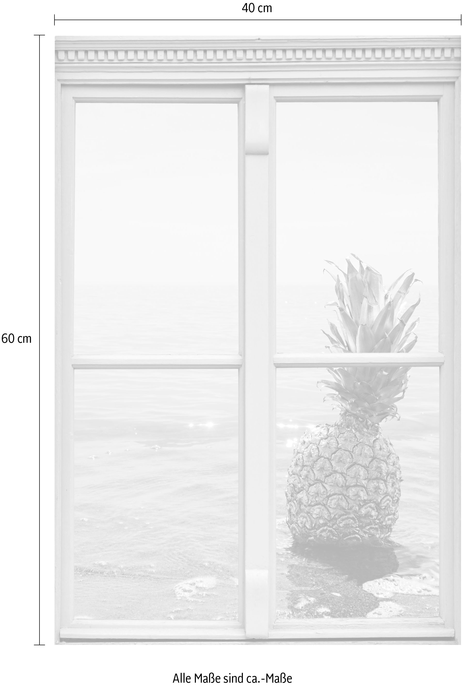 queence Autocollants muraux »Ananas« Wandsticker, Wandbild, selbstklebend, 3D, Fenster
