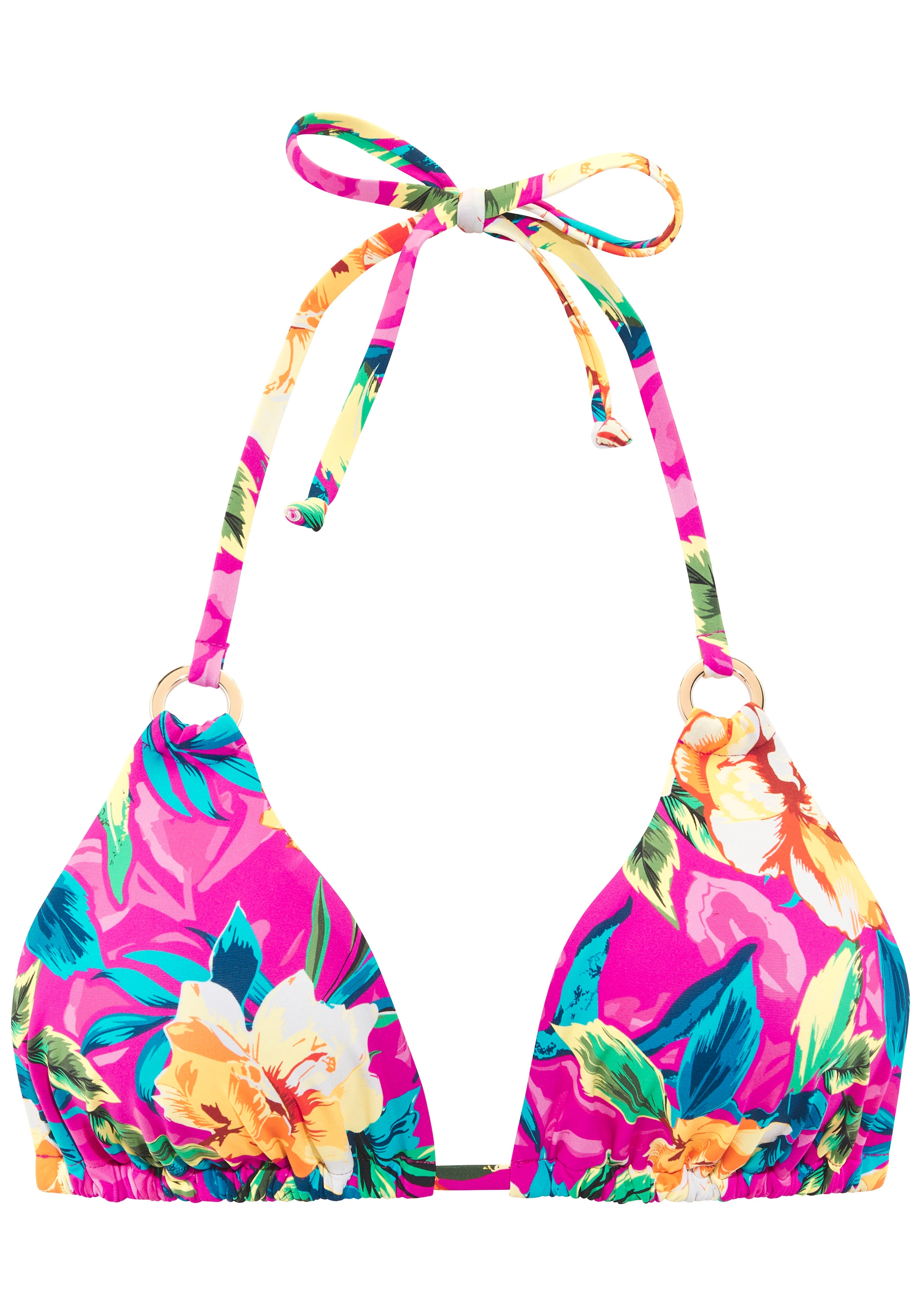 LASCANA Top bikini triangle »Riley« mit goldfarbenen Zierringen