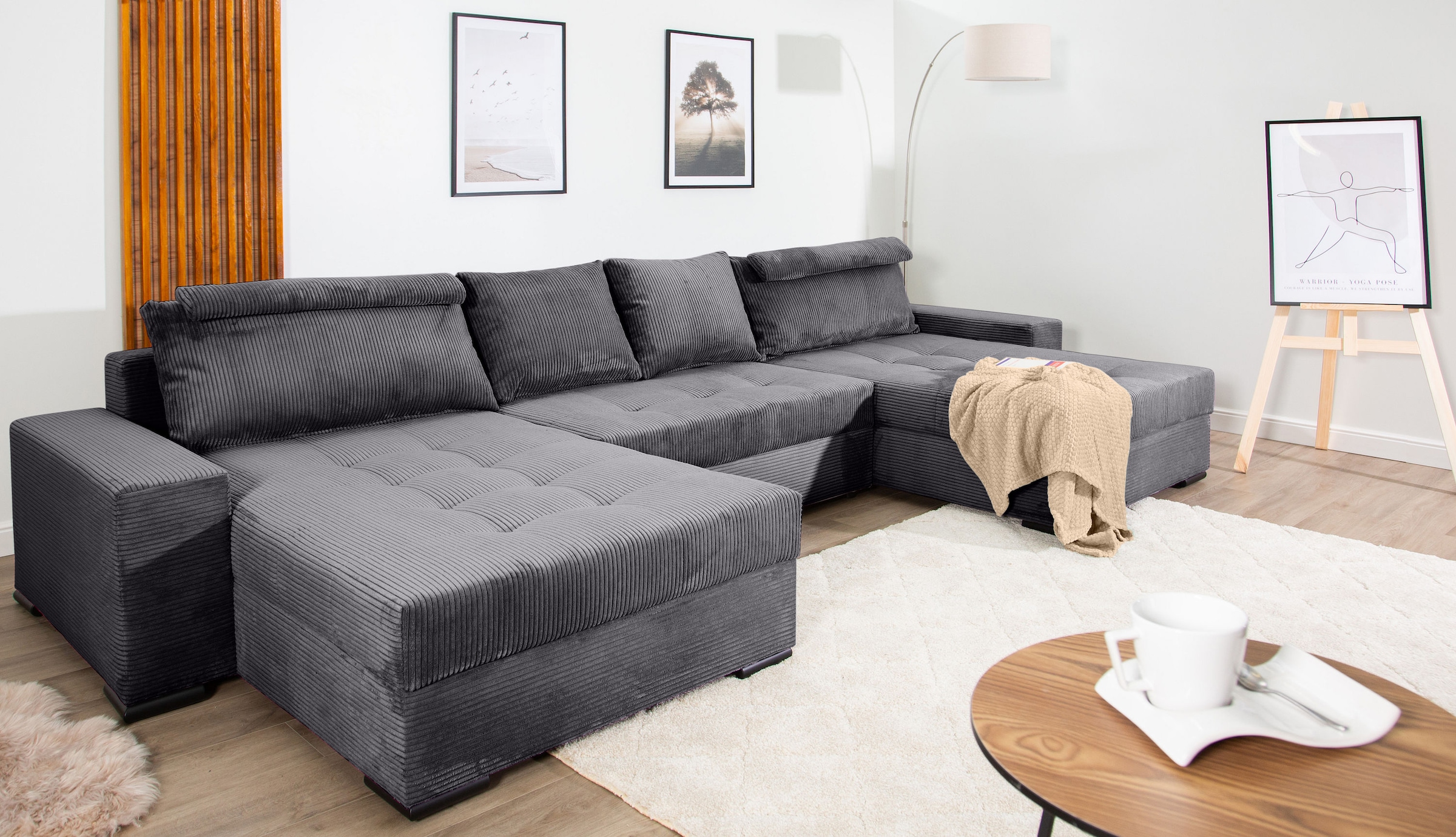 COLLECTION AB Wohnlandschaft »XXXL-Josy Relax U-Form Breite 352 cm, mit 2 gleich grossen Recamieren«, inkl. Bettfunktion, Bettkasten, mit 4 Rückenkissen in zwei Grössen
