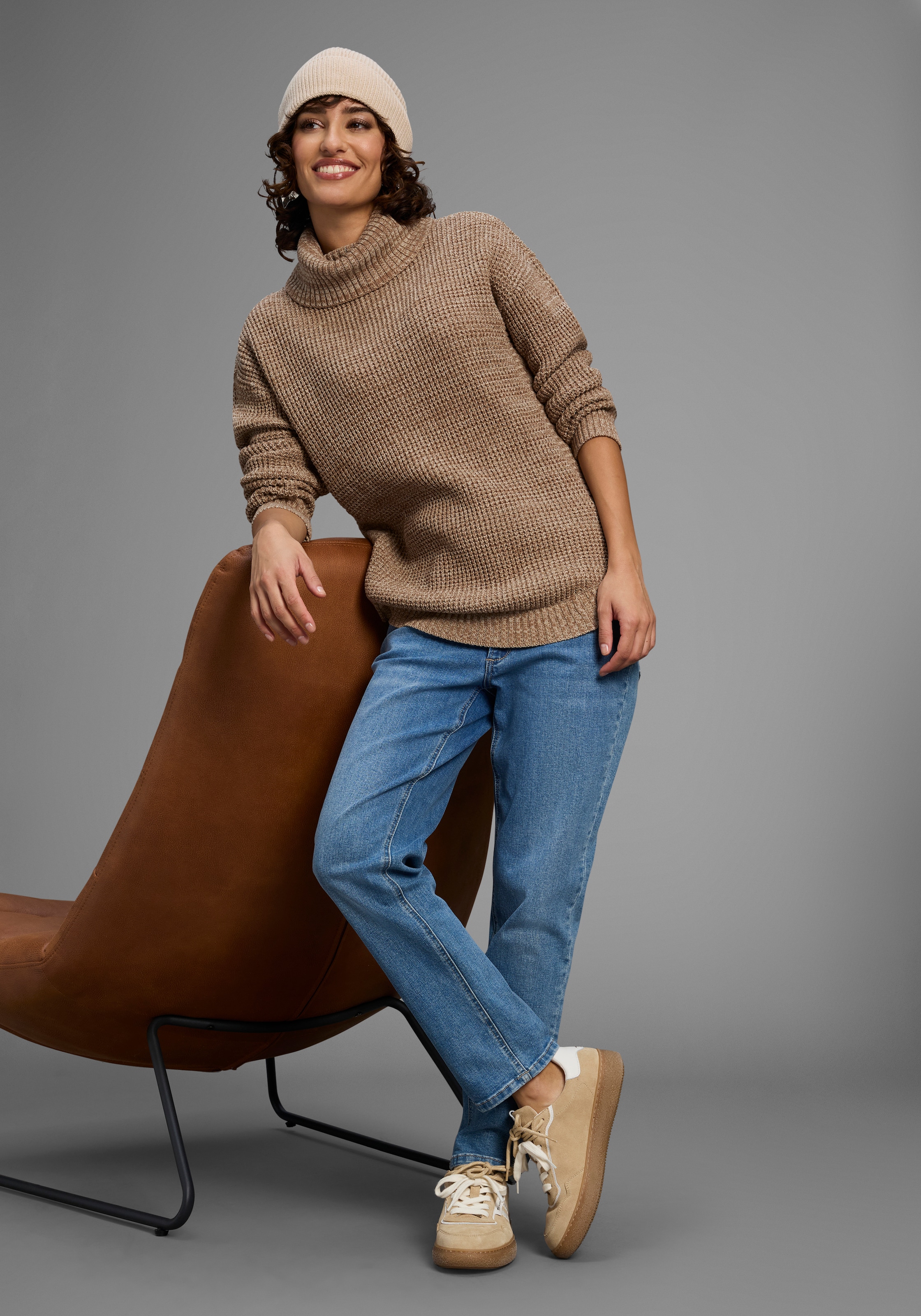 Laura Scott Pull à col roulé Winterpullover im lässigen Fit mit Waffelstruktur - NEUE KOLLEKTION