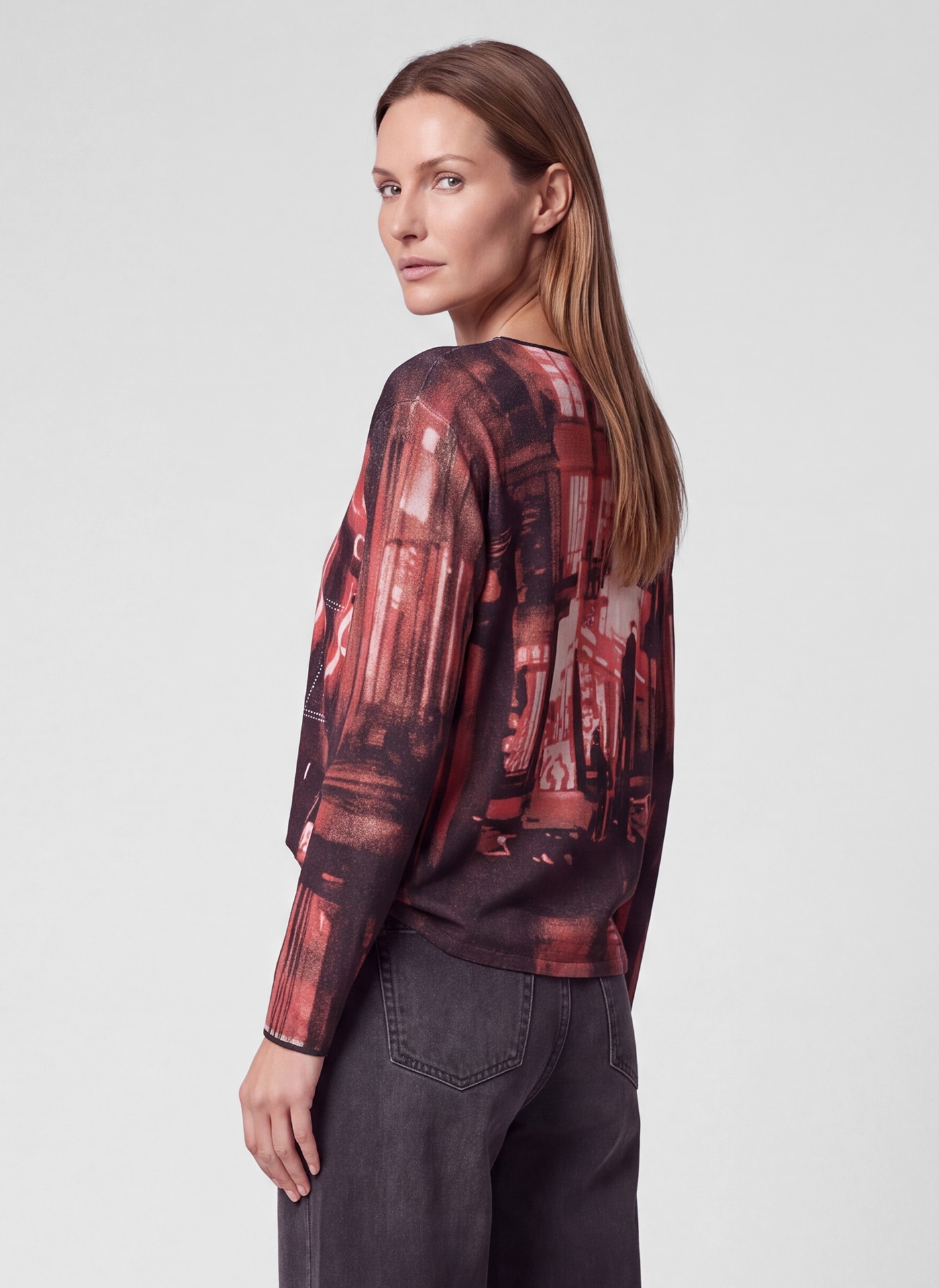 Rabe Rundhalspullover mit Allover-Print und Glitzer-Details