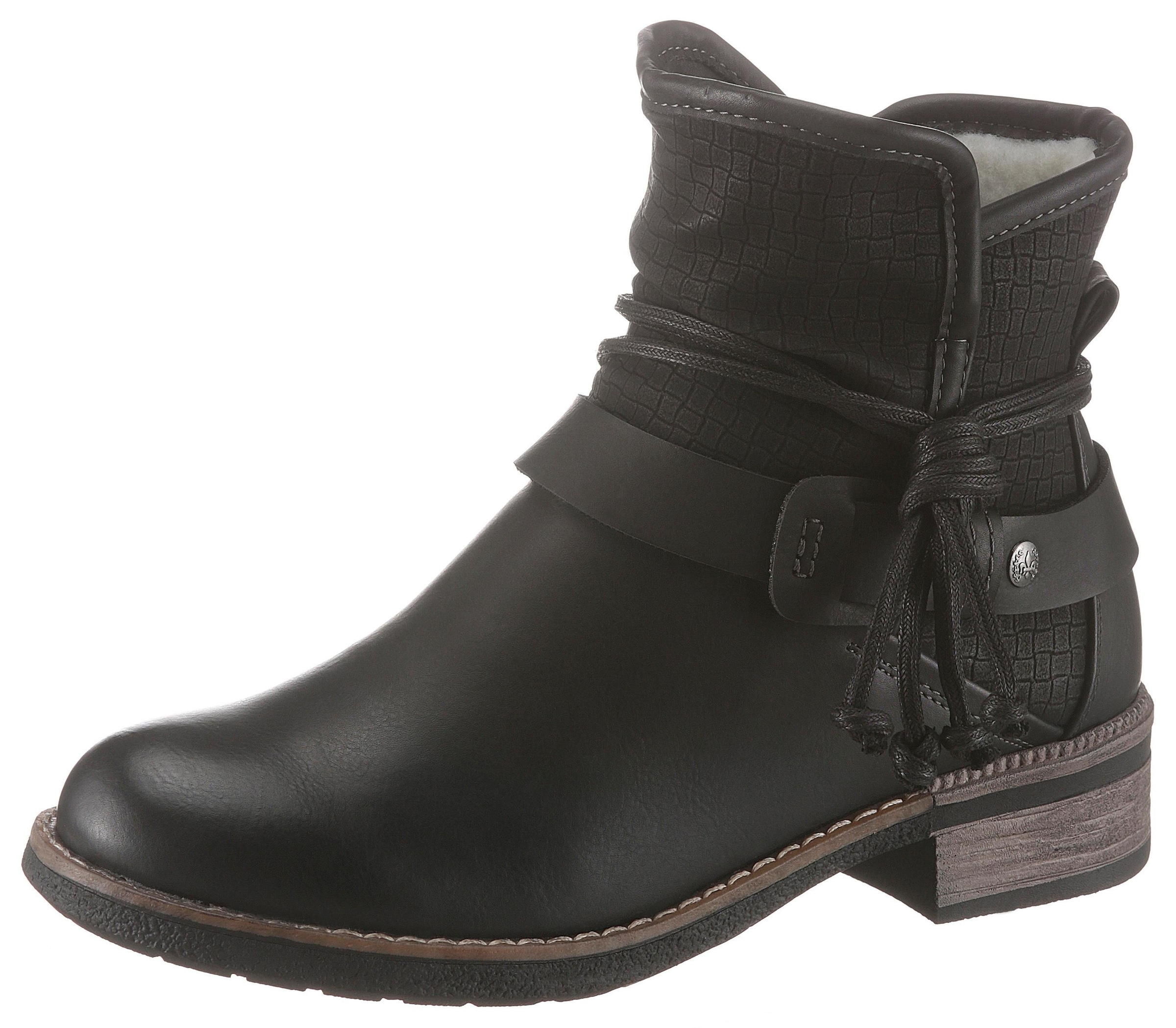 Image of Rieker Winterboots, Winterstiefelette, Blockabsatz, Warmfutter, mit Zierbänder