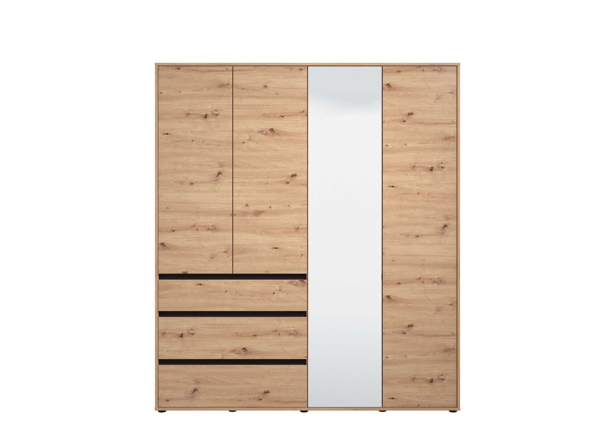 INOSIGN Kleiderschrank »Corbett, grifflose Optik, FSC-zertifziert, Made in Europe«, (138 oder 182,5cm breit, 211cm hoch und 54,5cm tief), mit Spiegel, 3 Schubladen und Innenausstattung