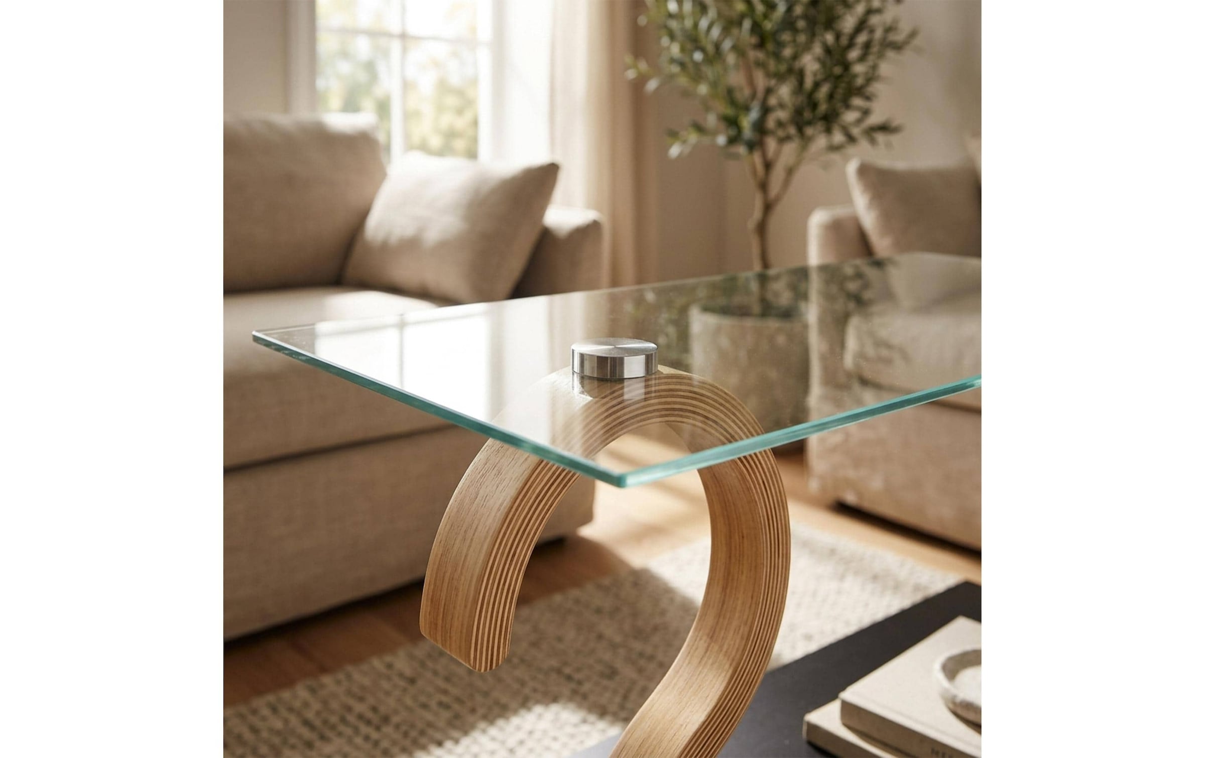 relaxdays »relaxdays Beistelltisch 60 x 50 cm, Schwarz/Braun/Transparent«