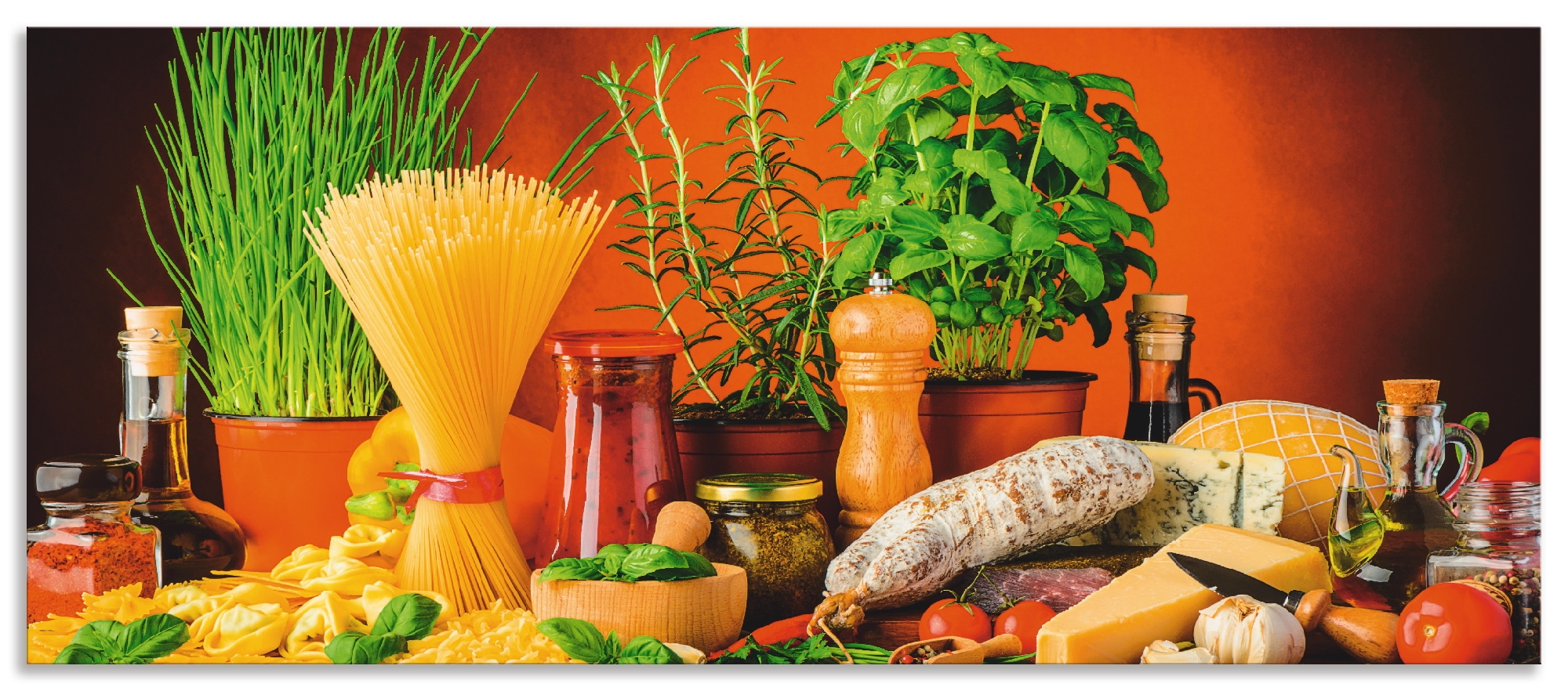 (1 mit Artland Spritzschutz tlg.), und Essen«, Klebeband, kaufen »Mediterranes günstig italienisches einfache Montage Alu Küchenrückwand