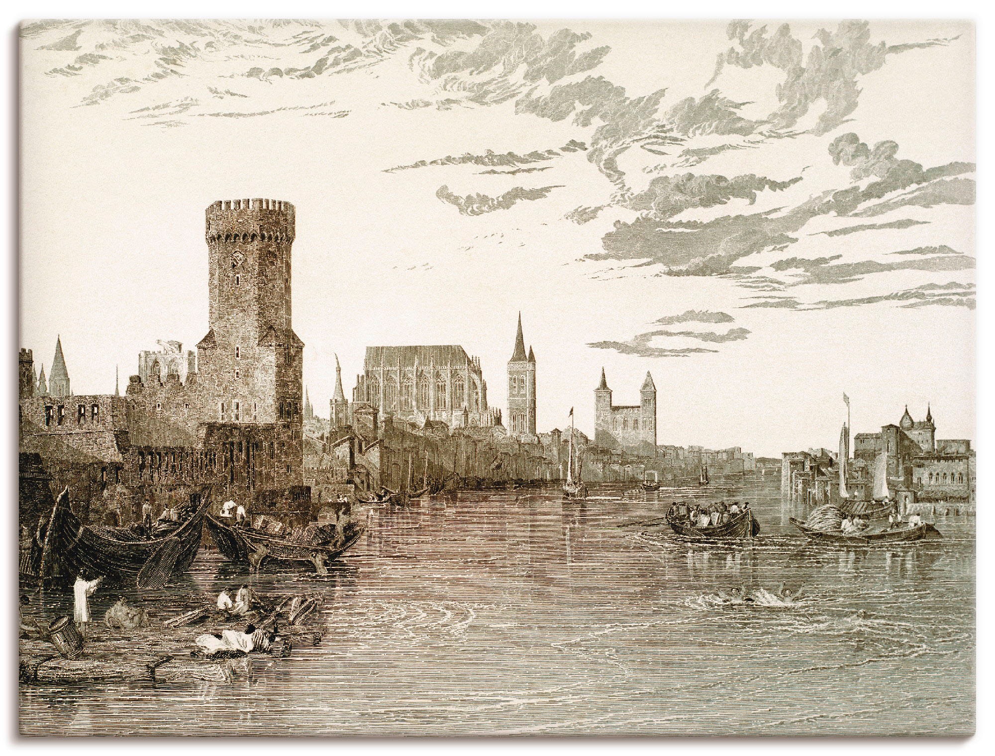 Image of Artland Wandbild »Köln vom Fluss au 1817«, Gewässer, (1 St.), in vielen Grössen & Produktarten -Leinwandbild, Poster, Wandaufkleber / Wandtattoo auch für Badezimmer geeignet bei Ackermann Versand Schweiz