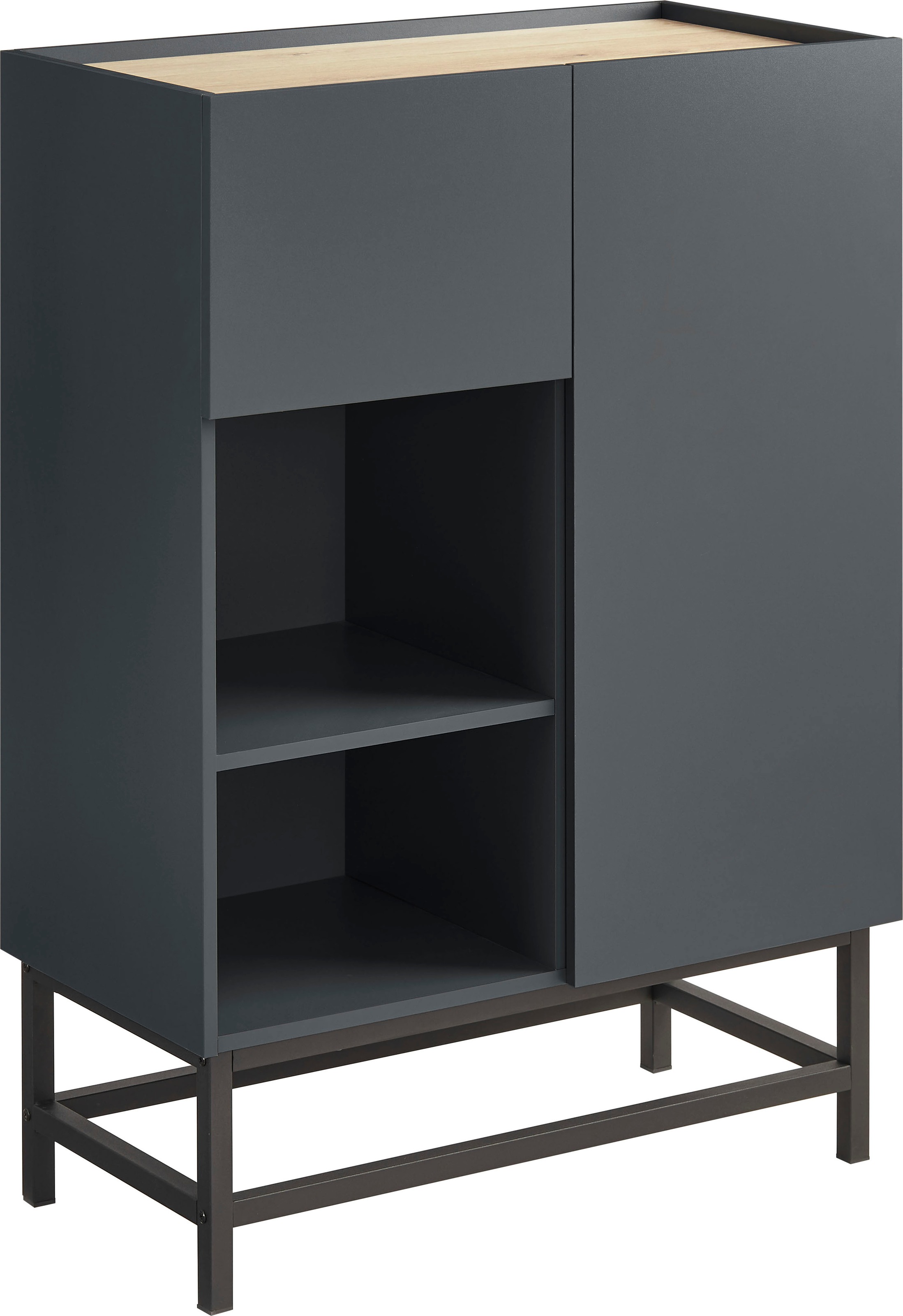 Image of GOODproduct Highboard "Azly" pflegeleichte Melaminoberfläche, robustes Metallgestell, ABS-Kanten