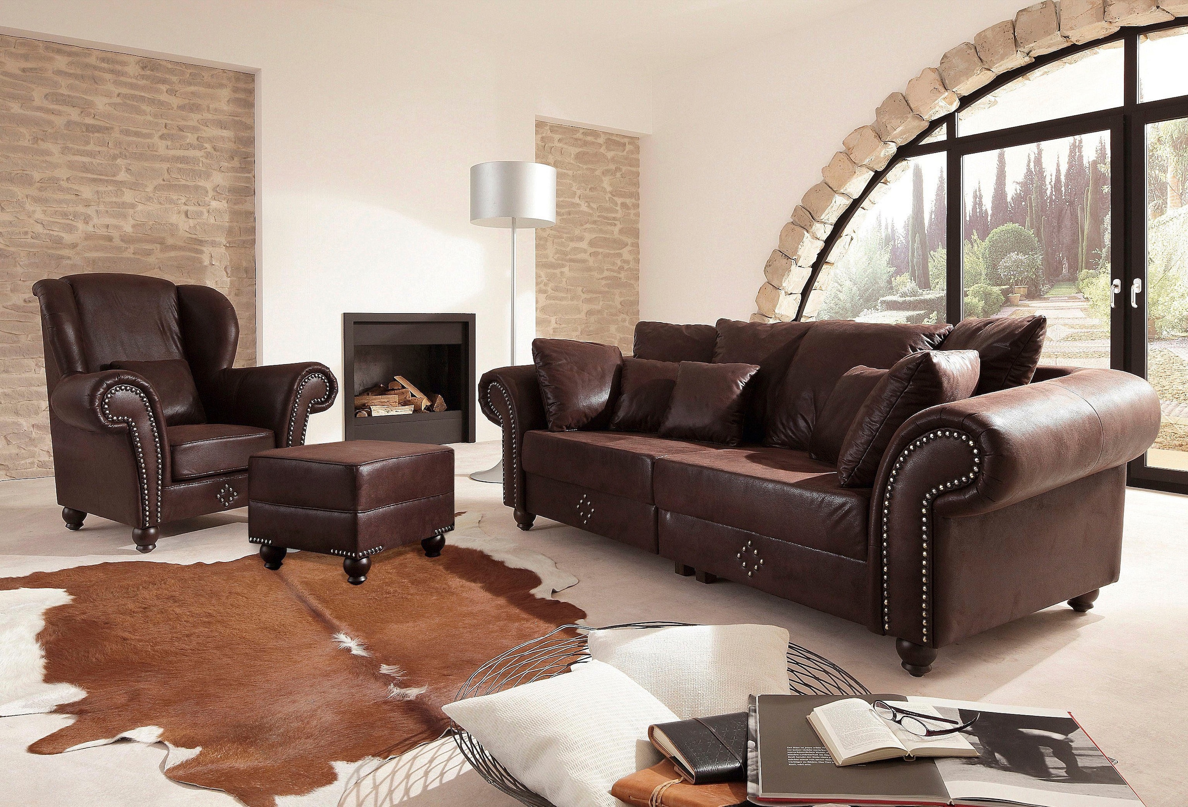 Home affaire Big-Sofa »King George Mega Sofa, viel Platz, Federkern, Ziernägel«