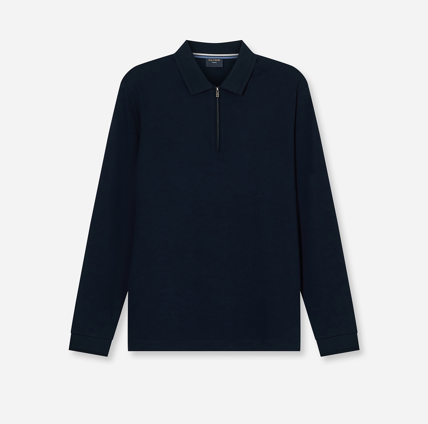 OLYMP Langarm-Poloshirt unifarben, Polokragen, regular fit, casual