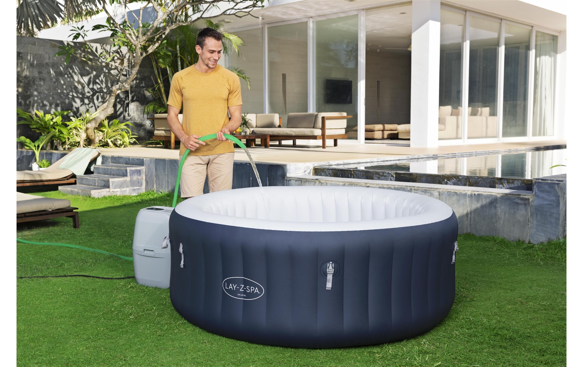 Bestway Jacuzzi »Miami AirJet Ø 180« Aufblasbarer, energieeffizienter Whirlpool für vier Personen