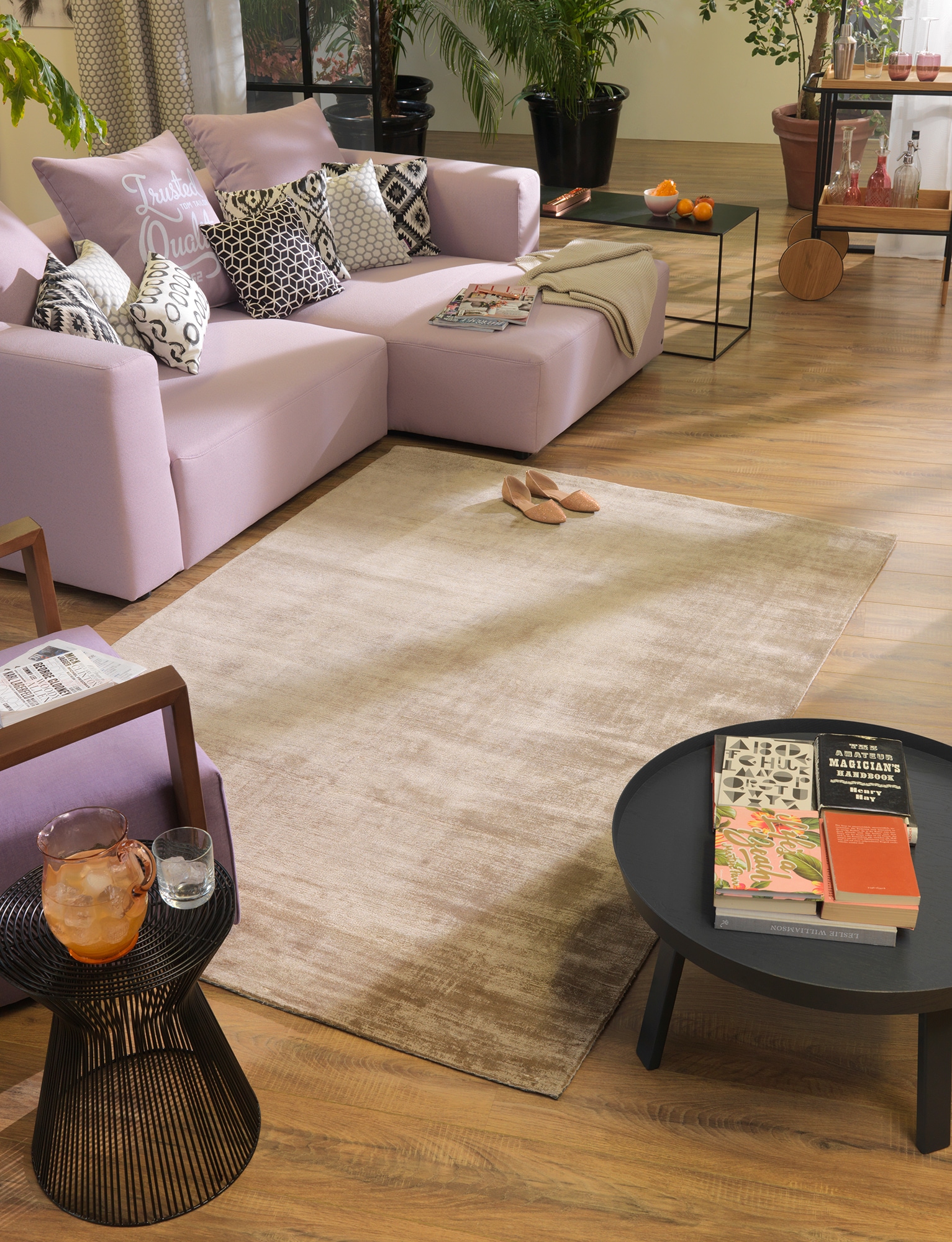 TOM TAILOR HOME Tapis »Shine uni« Rectangulaire 8 mm Höhe Handweb Teppich, 100% Viskose, handgewebt, mit elegantem Schimmer