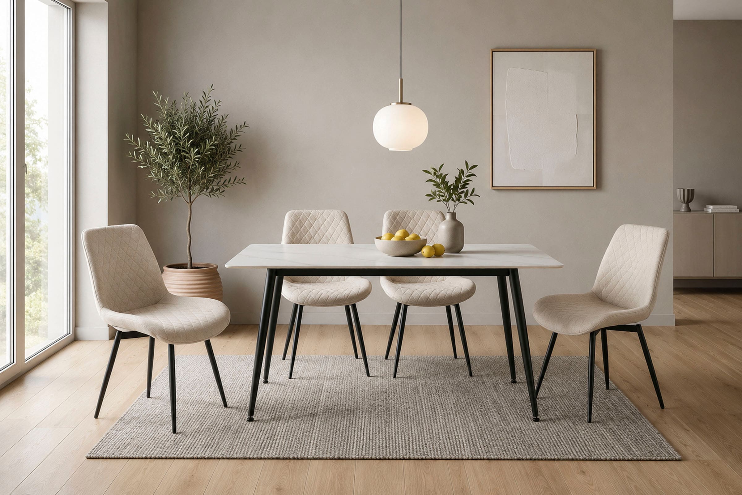 GOODproduct Esszimmerstuhl »Juniper, 2er-Set« () 2 Stk.Stuhl aus Webstoff mit moderner Rautensteppung und 360° Drehfunktion