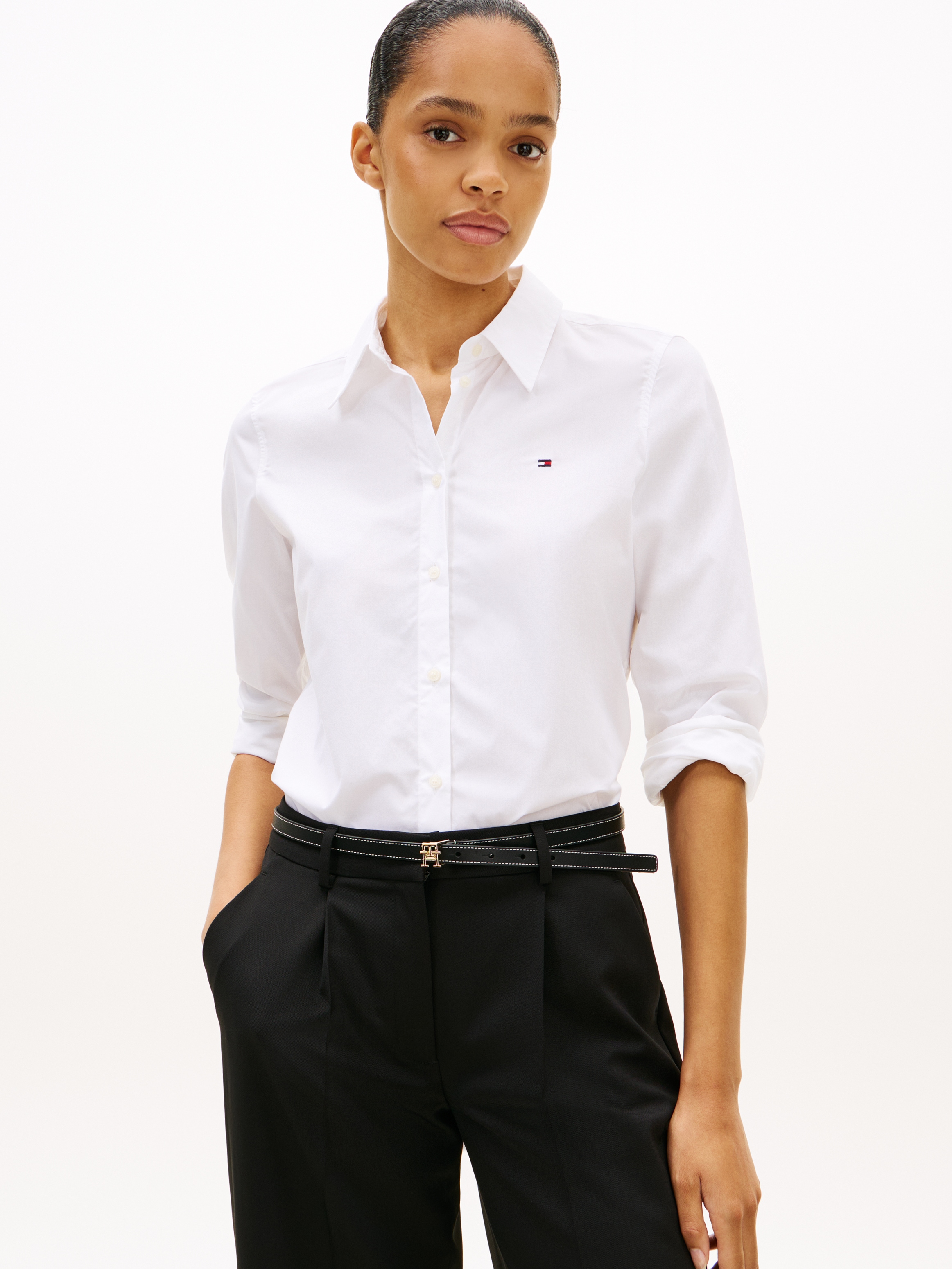 Image of Tommy Hilfiger Hemdbluse "STRETCH REGULAR LS SHIRT" mit gesticktem Tommy Hilfiger Logo, Regular Fit