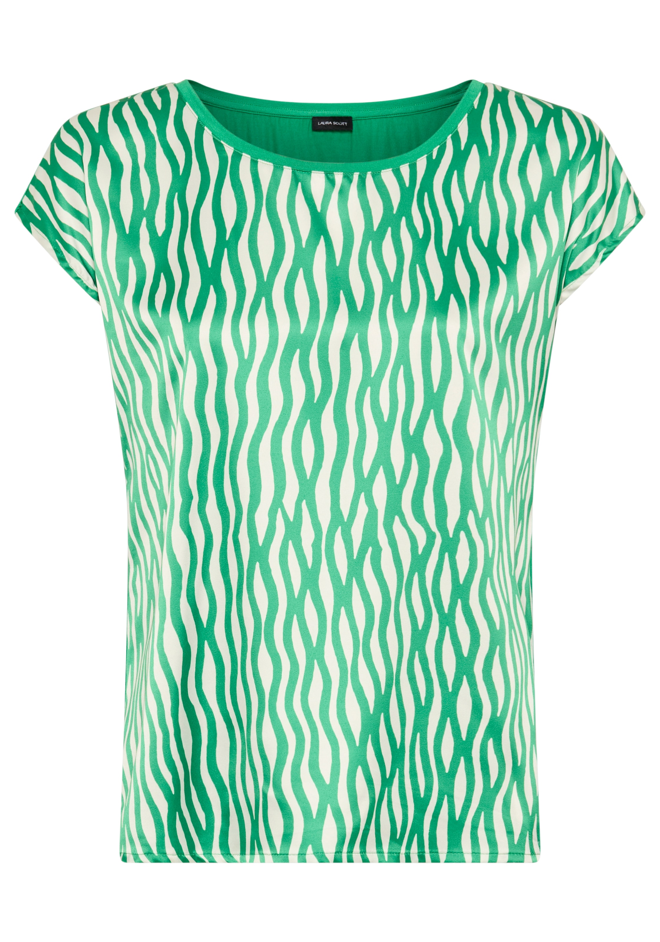 Laura Scott Chemisier à chemise »im Materialmix mit Satin, verschiedene Muster für jeden Geschmack,« style féminin, col rond, coupe ample