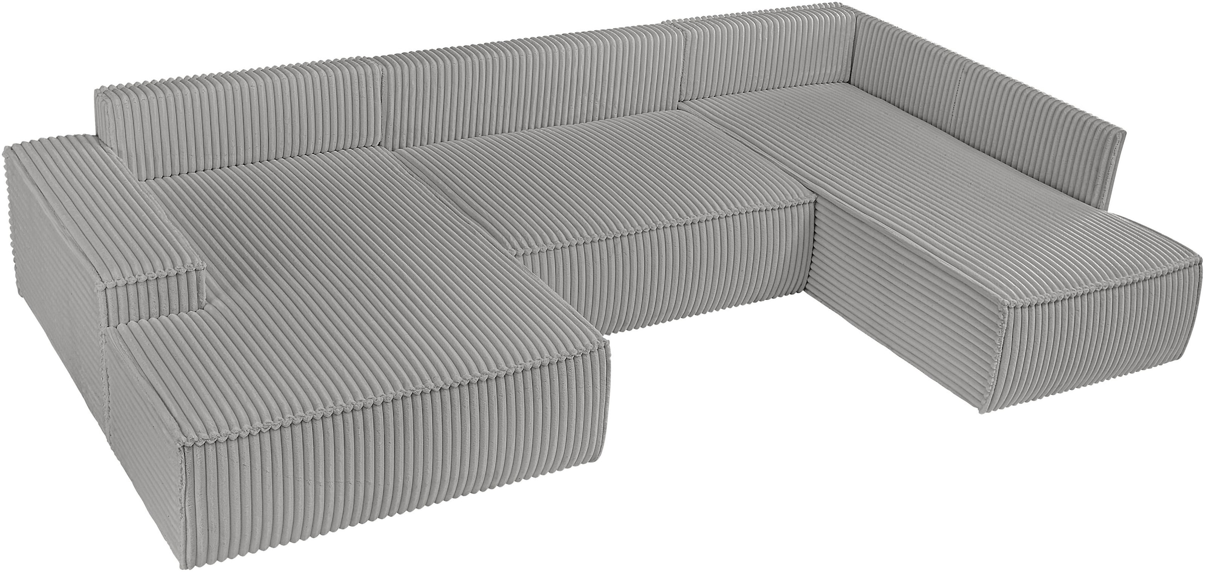 andas Wohnlandschaft »FINNLEY U-Form XXL 329 cm, Schlafsofa, Schlaffunktion m. Bettkasten«, (194/139 cm), Bouclé, Struktur und Cord