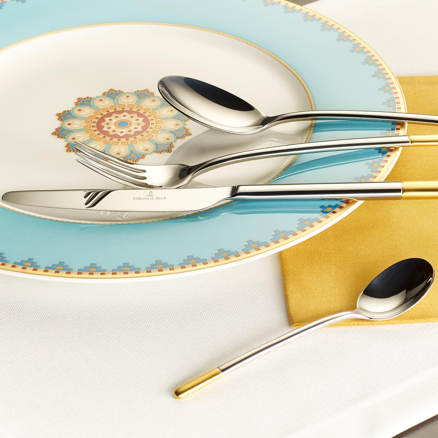 Villeroy & Boch Besteck-Set »Ella teilvergoldet Tafelbesteck« Gefertigt aus pflegeleichtem, rostfreiem Edelstahl
