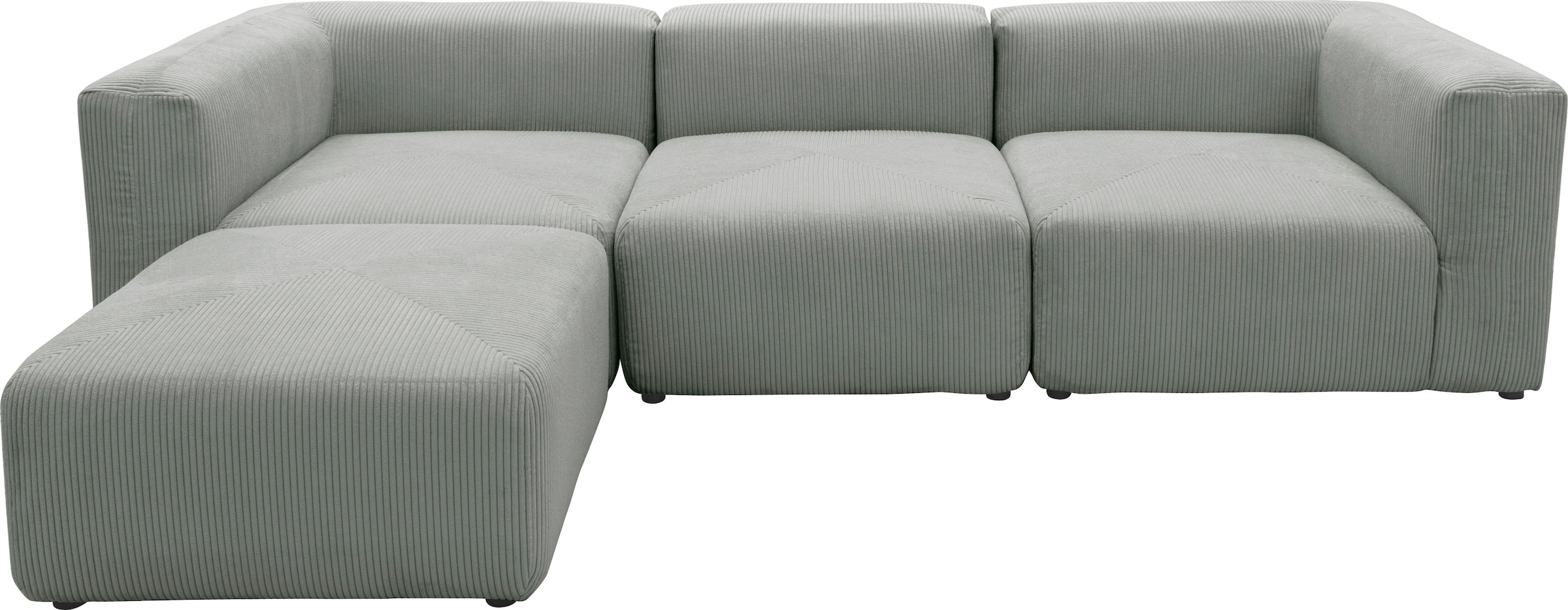 RAUM.ID Ecksofa »Gerrid L-Form«, Cord-Bezug, Modulsofa, bestehend aus Eck- und Mittelelement + Hocker