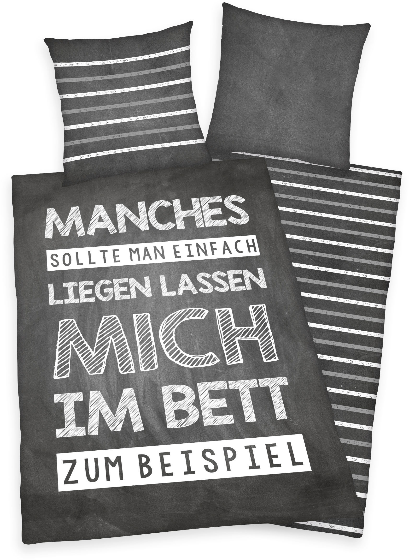 Image of Herding Young Collection Wendebettwäsche ""Manches sollte man einfach liegen lassen ..." in Gr. 135x200 cm" 2 Stk. Bettwäsche aus Baumwolle, Kinderbettwäsche, Herding Young Collection