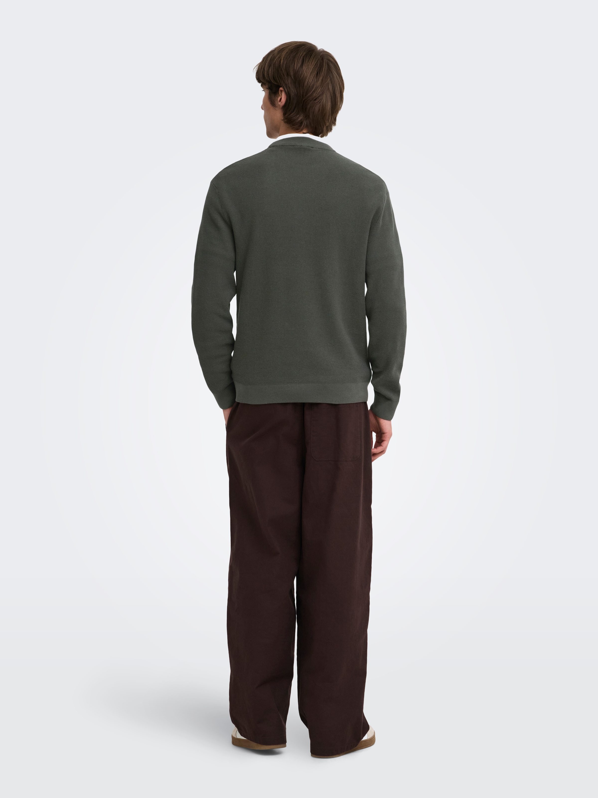 ONLY & SONS Pull à col rond »ONSTONY DS 12 LS WAFFLE CREW KNIT« coton, coupe décontractée
