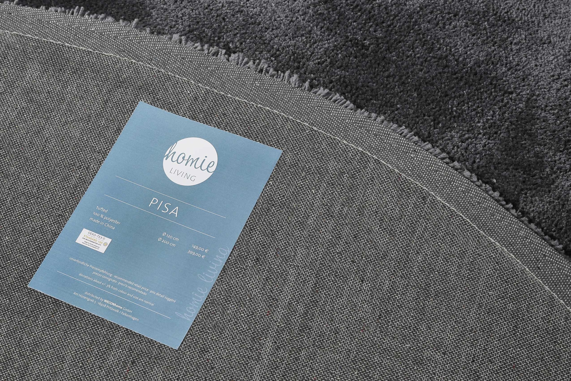 Homie Living Teppich »Pisa«, rund, 25 mm Höhe, Hochflor, Microfaser, uni, weich, Shaggy, Wohnzimmer, Schlafzimmer