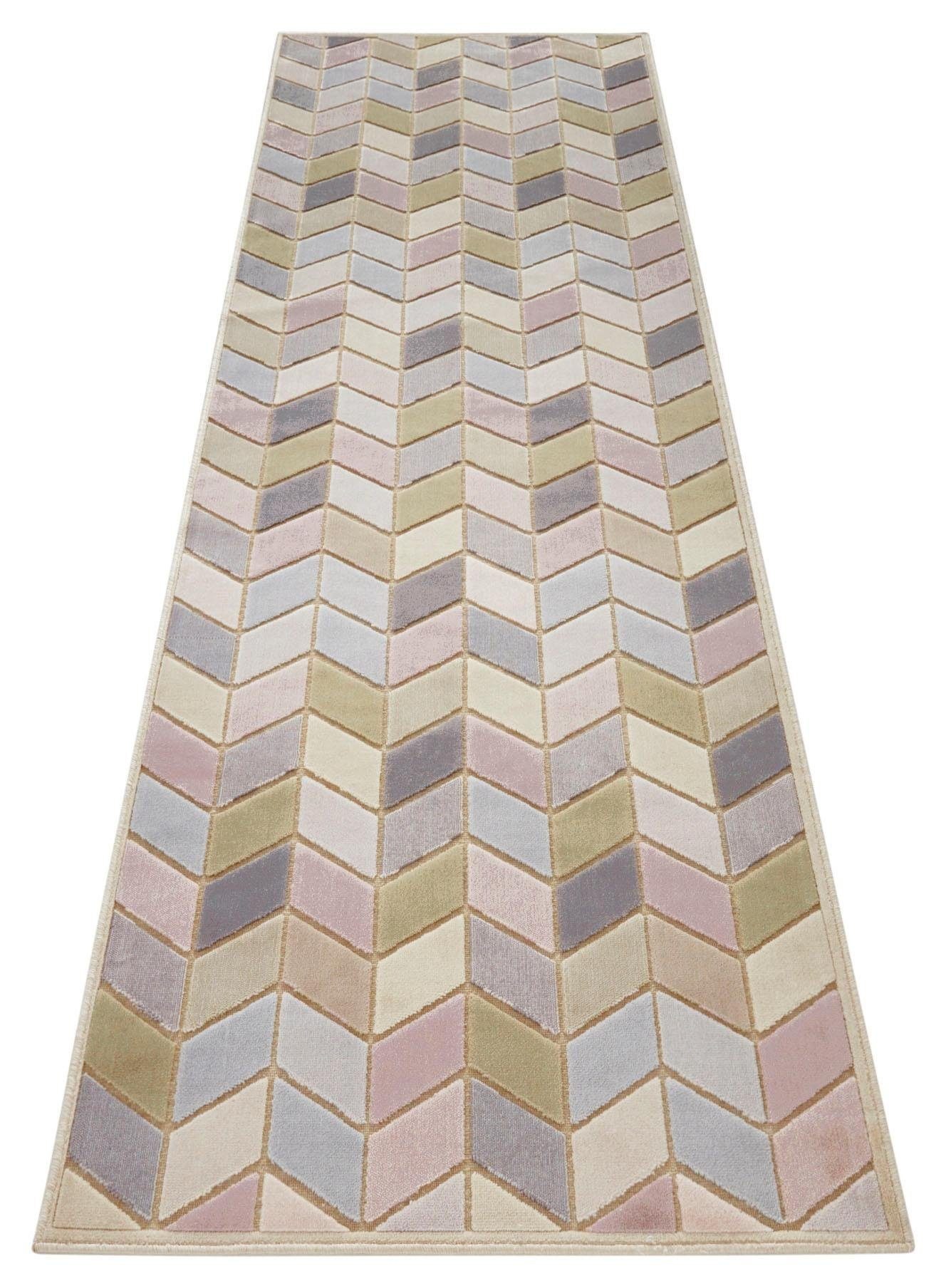 Image of ELLE DECORATION Läufer »Loire«, rechteckig, 8 mm Höhe, Kurzflor, weicher Velour, Geometrisches Muster, Hoch-Tief Struktur, Wohnzimmer, Schlafzimmer, Robust, Pflegeleicht bei Ackermann Versand Schweiz