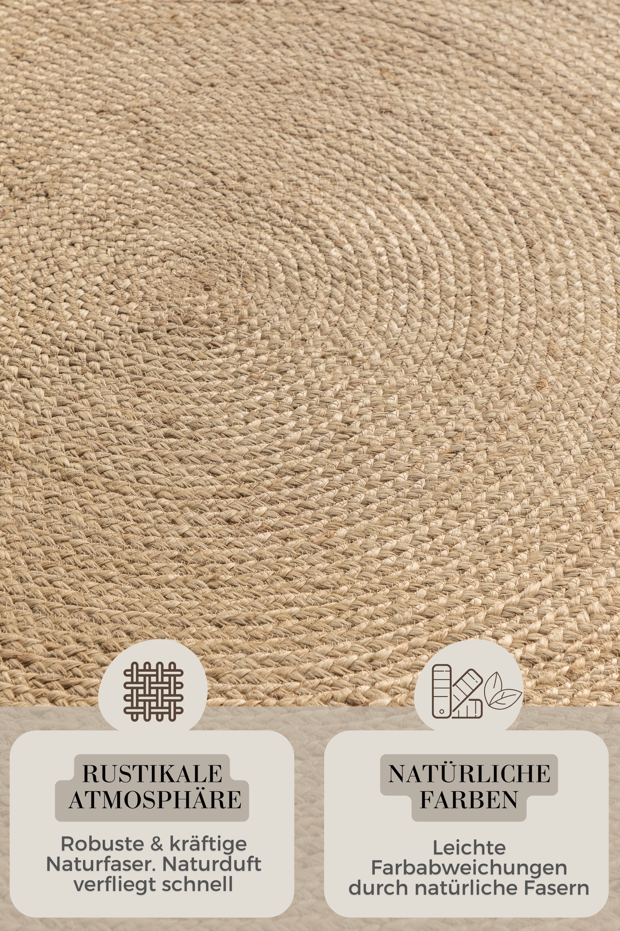 HANSE Home Tapis »Rangpur Juteteppich, auch in oval« Rond 10 mm Höhe Handgewebt, 100% Jute , Natur, Wohnzimmer, Flur, Boho, Skandi