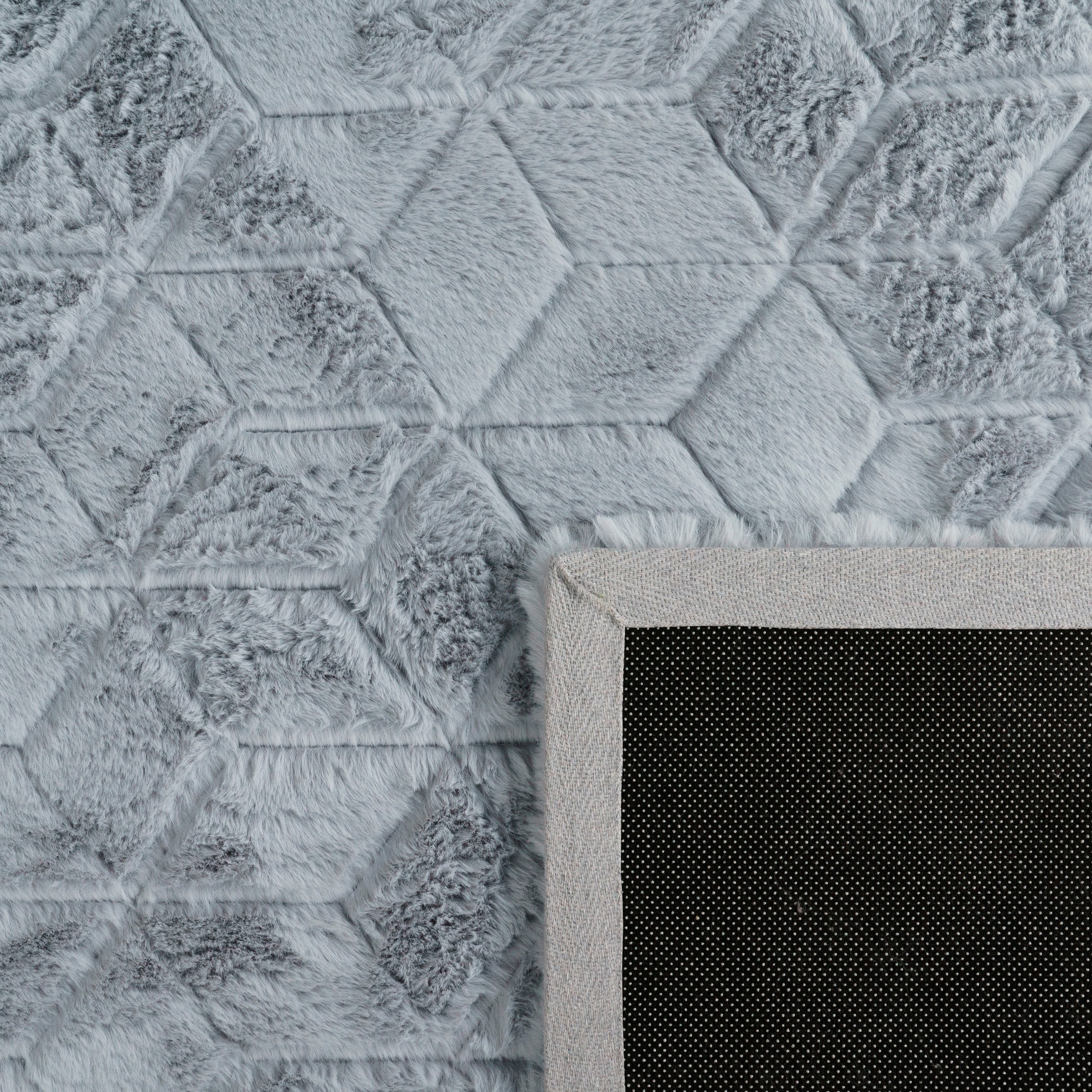 Paco Home Hochflor-Teppich »Arnheim 745«, rechteckig, 26 mm Höhe, Uni Farben, modernes geometrisches Design, besonders weich