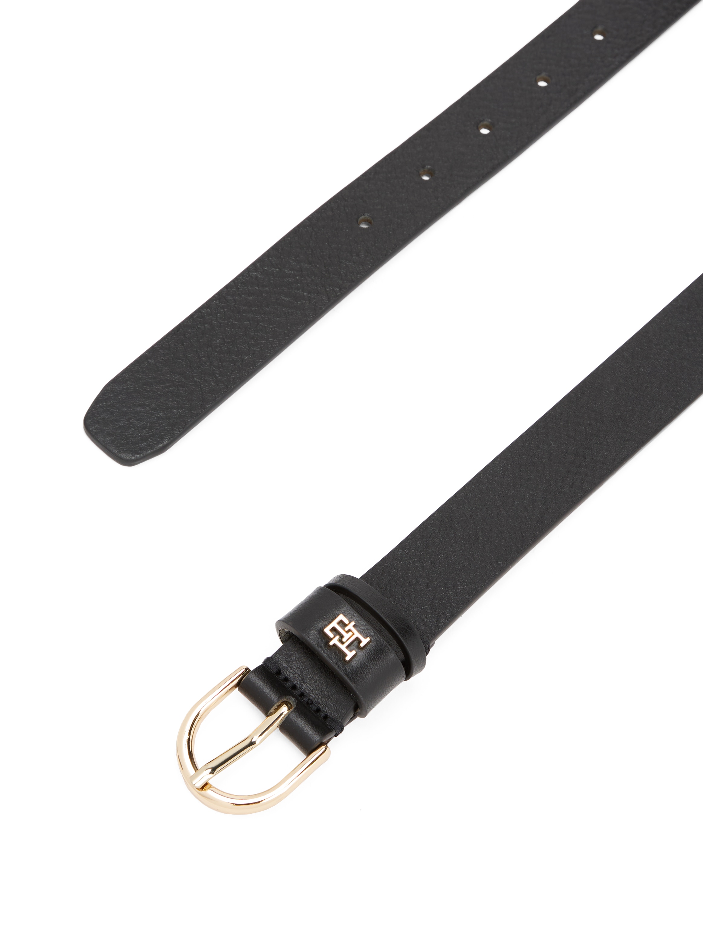 Tommy Hilfiger Ceinture en cuir »ESSENTIAL EFFORTLESS 2.5 cm breit GOLD« Logoemblem, weiche Haptik, ovale Einfachdornschliesse