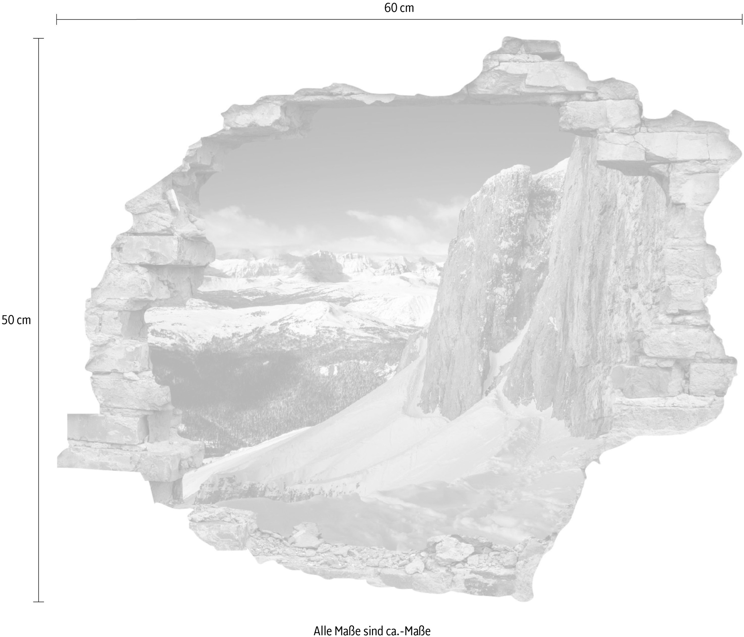 queence Wandtattoo »Berge« Wandsticker, Wandbild, selbstklebend, 3D, Wanddurchbruch