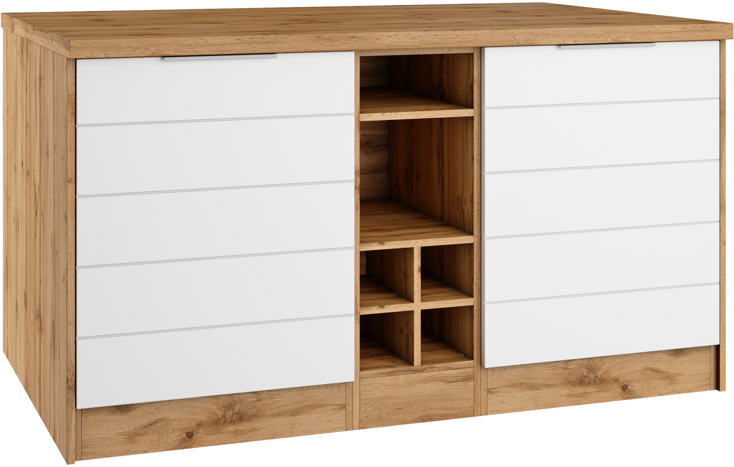 KOCHSTATION Kücheninsel "KS-Luhe, Breite 153 cm, mit Flaschenregal" MDF-Fronten, Arbeitsplatte 38mm stark