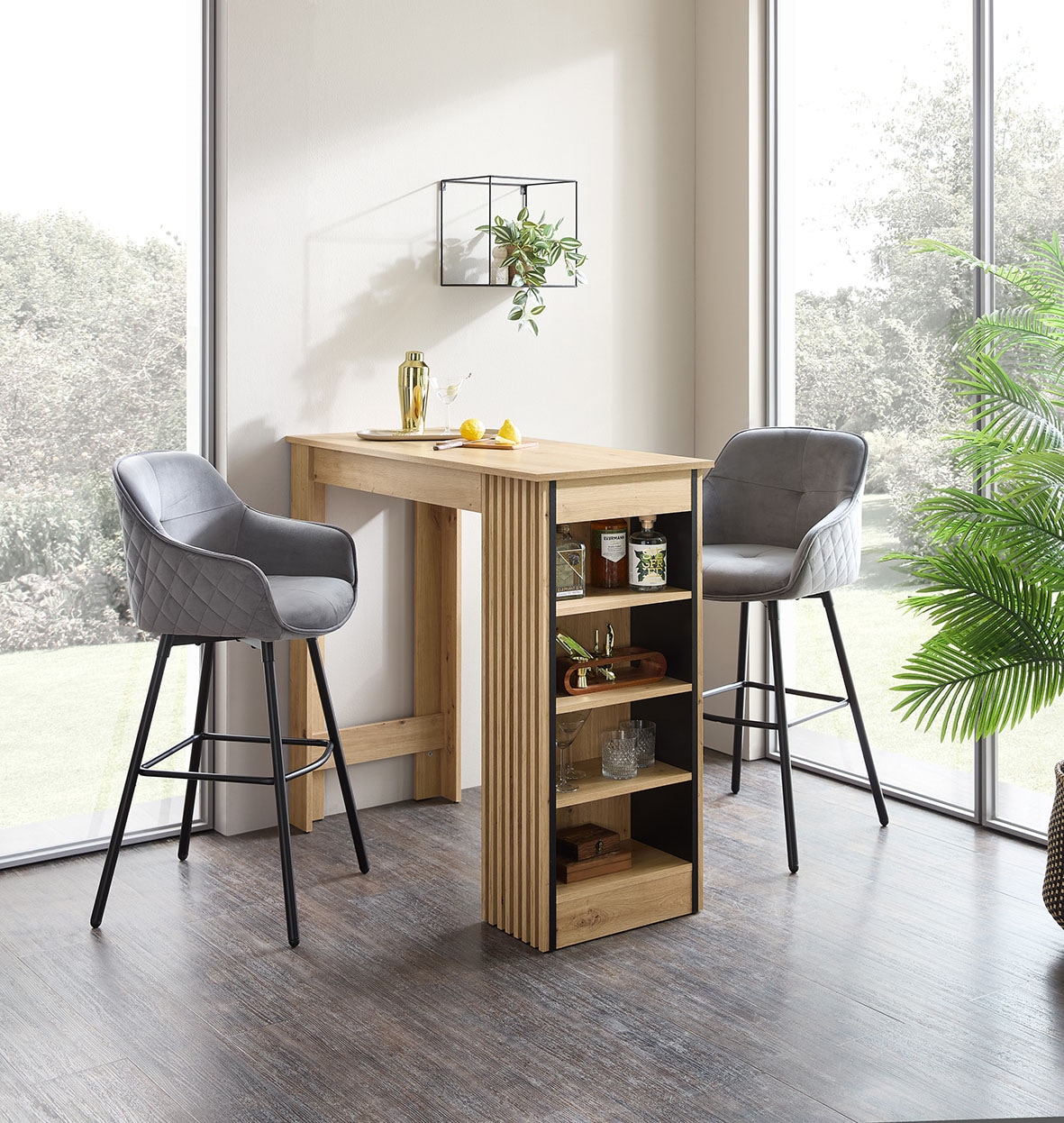 Stolkom Bartisch »Mojito B/H/T 115x103x50 cm« 1 Stk. tlg. Beidseitig montierbar, 4 offene Fächer