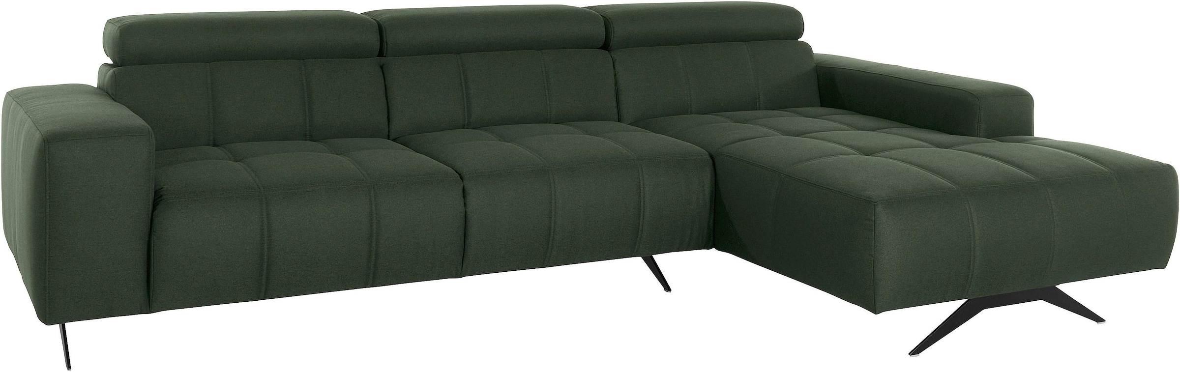 Image of DOMO collection Ecksofa "Trento L-Form, mit Kufenfuss oder Einzelfuss" whlw. verstellbare Kopfteile, passend für gängige Saugroboter