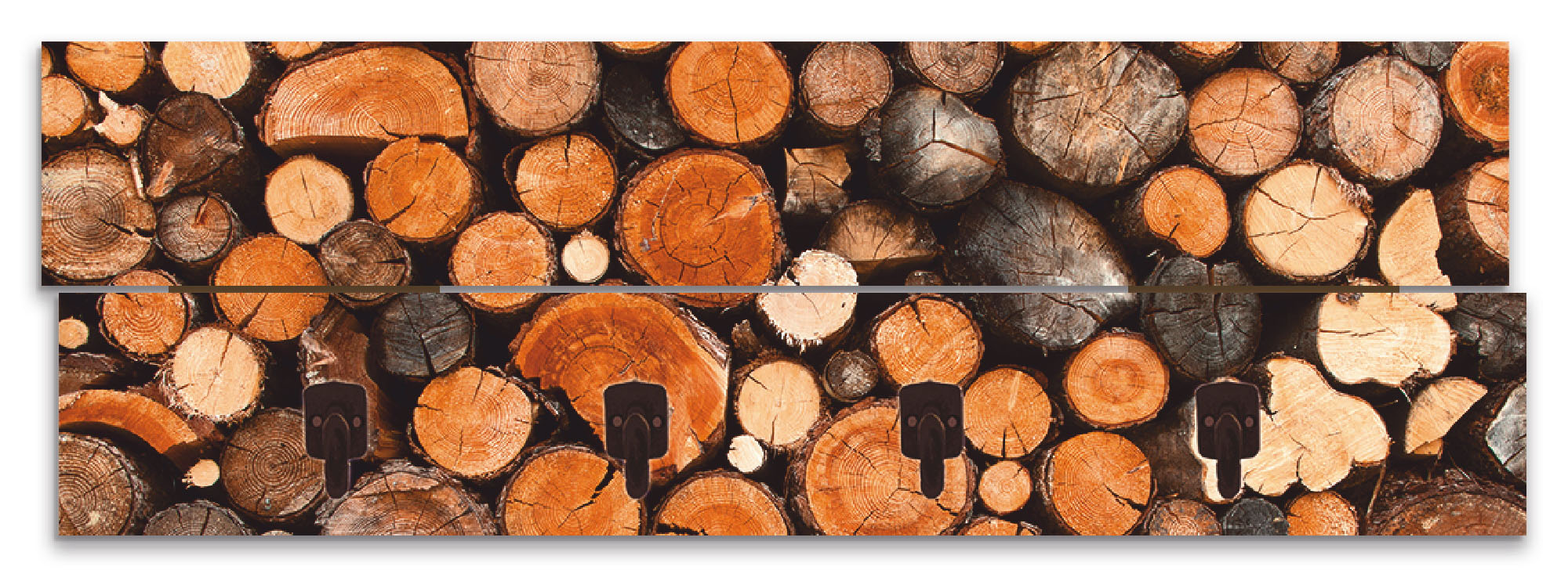 Image of Artland Garderobenleiste »Geschichtetes Feuerholz«, platzsparende Wandgarderobe aus Holz mit 4 Haken, geeignet für kleinen, schmalen Flur, Flurgarderobe bei Ackermann Versand Schweiz