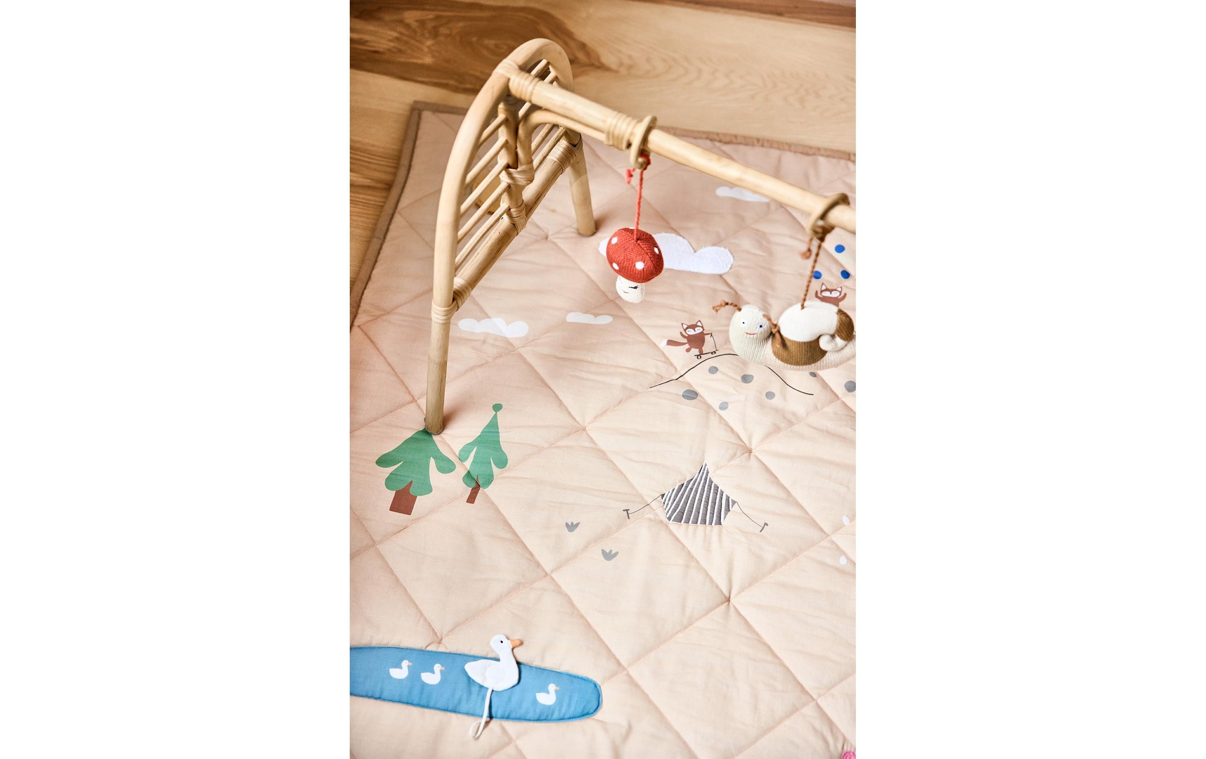 OYOY Tapis d'éveil »Krabbeldecke Wald 102 x 102 cm, Beige«