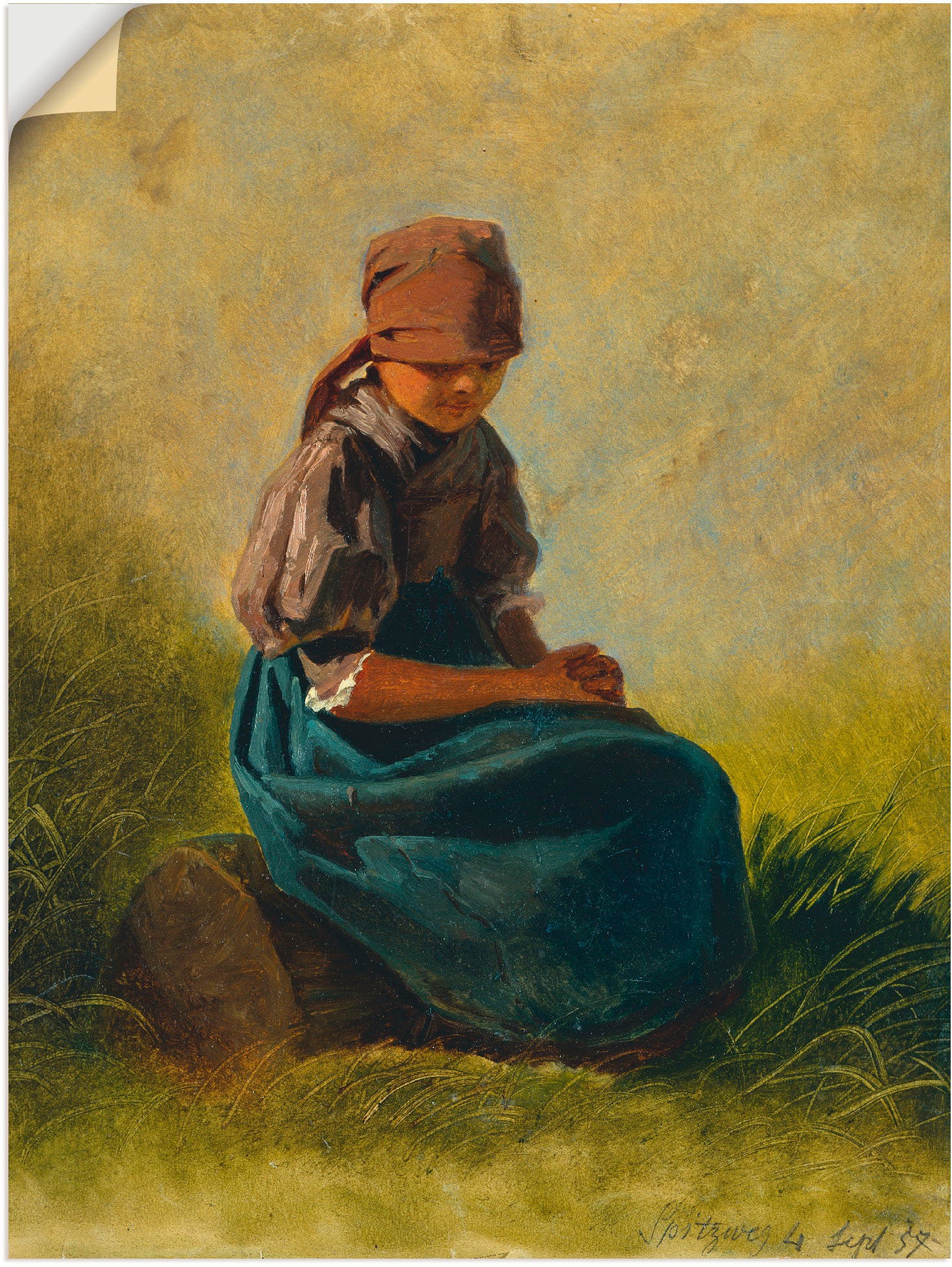 Image of Artland Wandbild »Bauernmädchen mit gefalteten Händen«, Kind, (1 St.), in vielen Grössen & Produktarten -Leinwandbild, Poster, Wandaufkleber / Wandtattoo auch für Badezimmer geeignet bei Ackermann Versand Schweiz