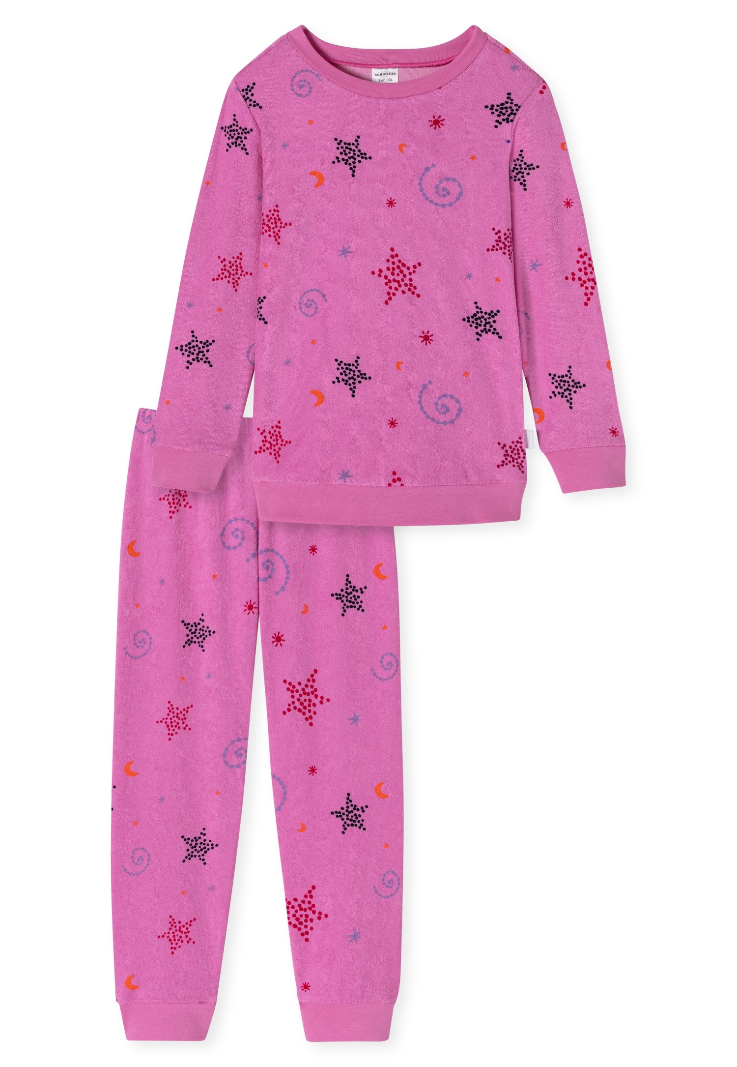 Schiesser Pyjama »"Girls World"«, (2 tlg.), mit gepunktetem Sternen-Allover im Weltraum-Look